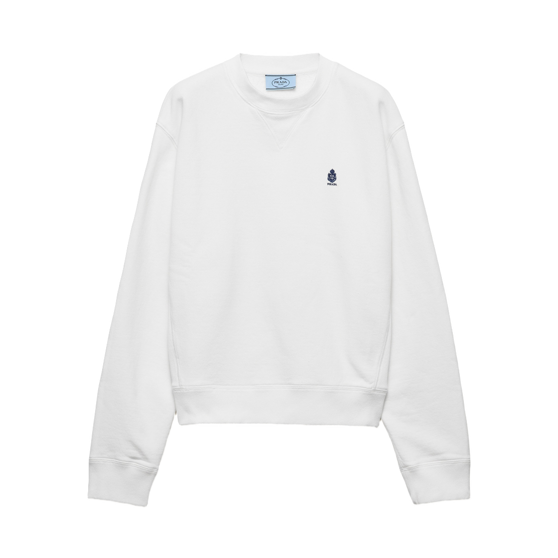 (W) 프라다 크루넥 코튼 스웨트셔츠 화이트((W) Prada Crew-Neck Cotton Sweatshirt White) - 1