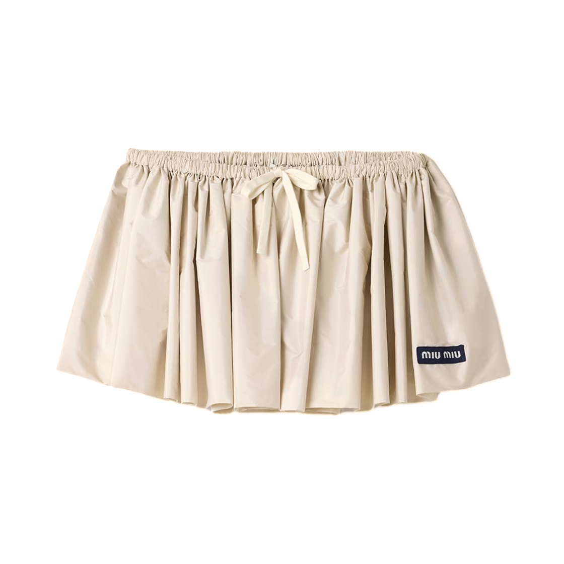 MG2713-1904-F0D91 (W) Miu Miu Technical Ponge Mini Skirt Opal