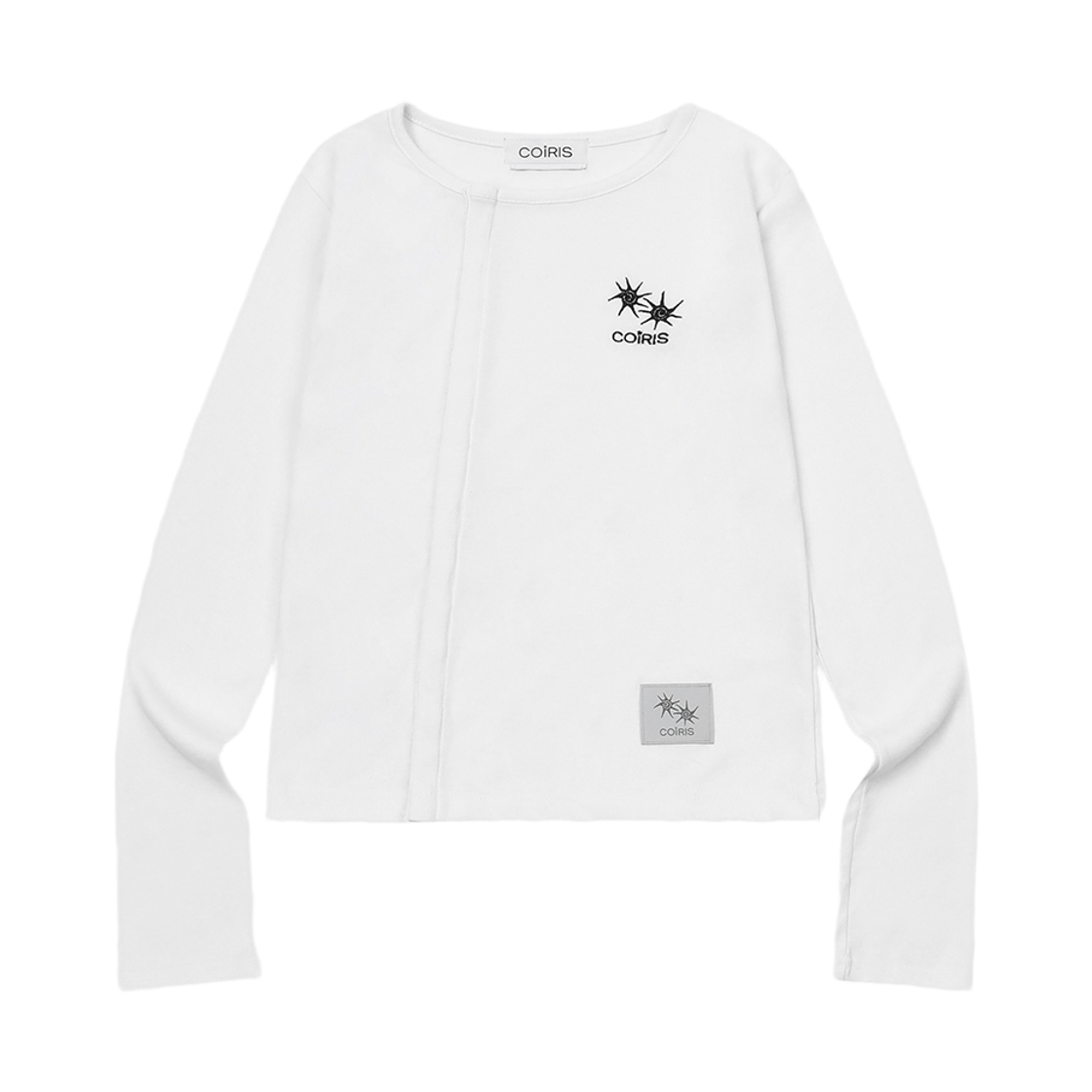 코이리스 카나 언발란스 버튼 롱 슬리브 티 화이트(Coiris Cana Unbalance Button Long Sleeve T White)