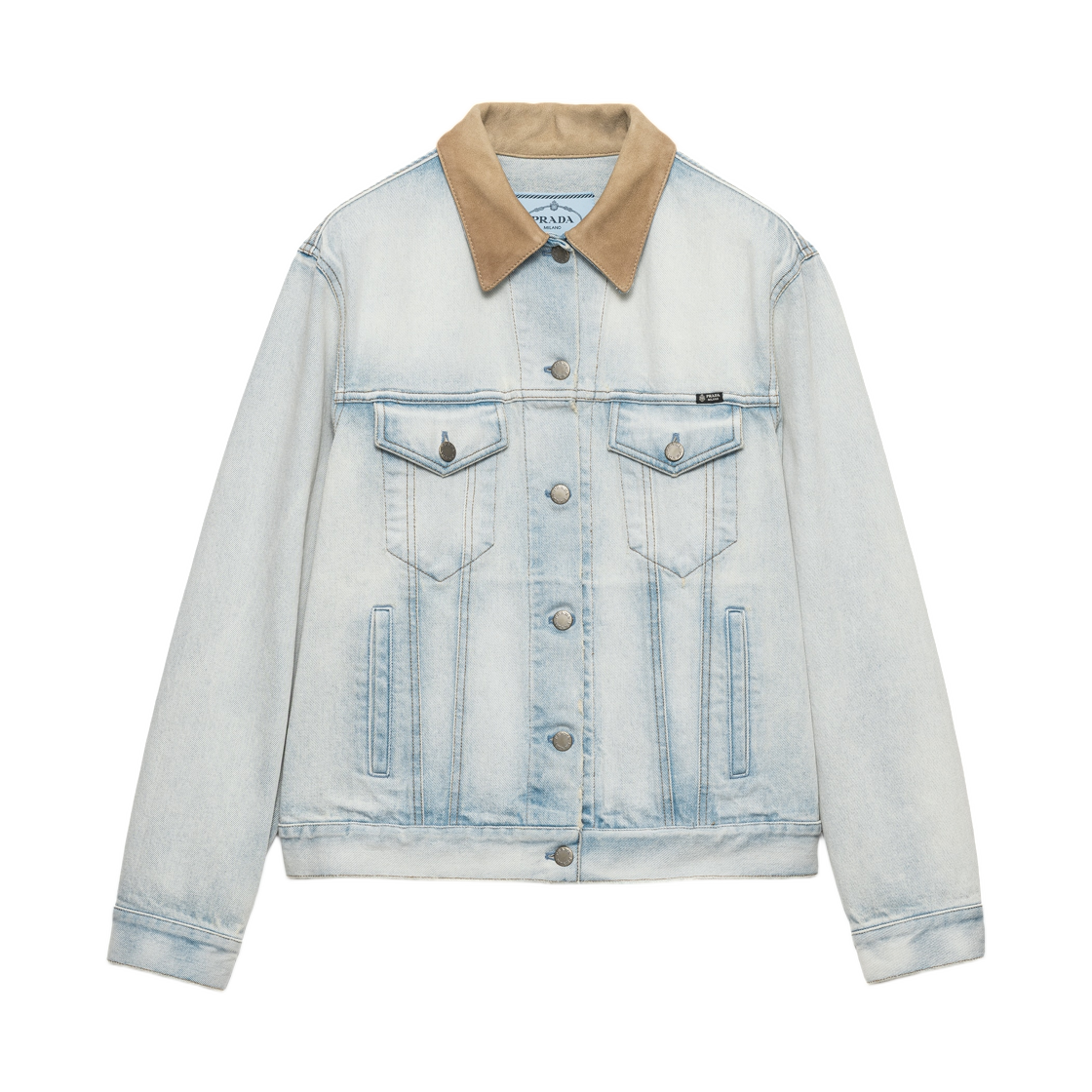 GFB350-1956-F0V3N (W) Prada Denim Blouson Jacket Light Blue