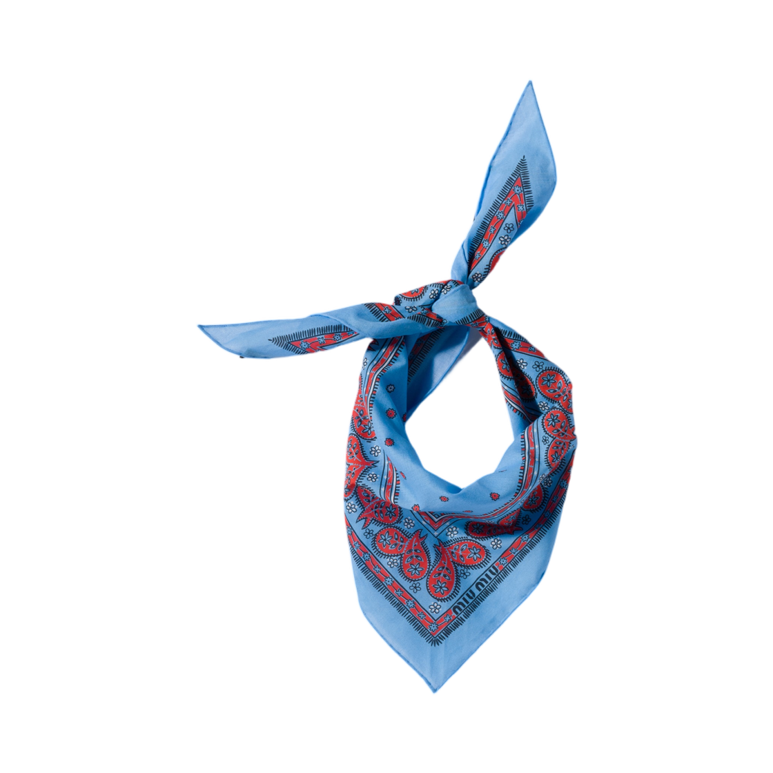 5FF036-2G8R-F0X36 Miu Miu Printed Twill Scarf Periwinkle Red