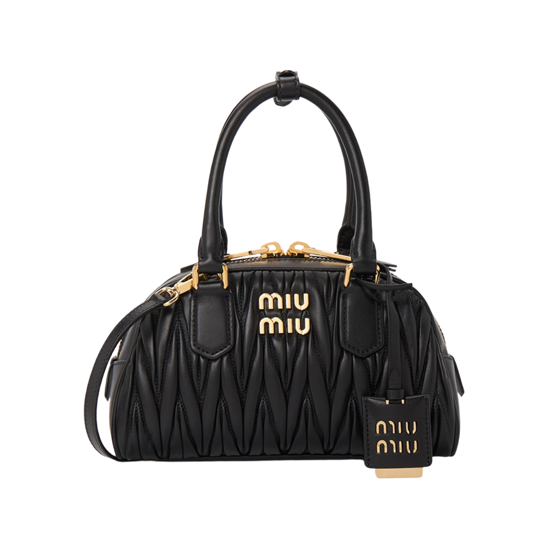 5BB191-AN88-F0002 Miu Miu Arcady Materasse Napa Leather Bag Black