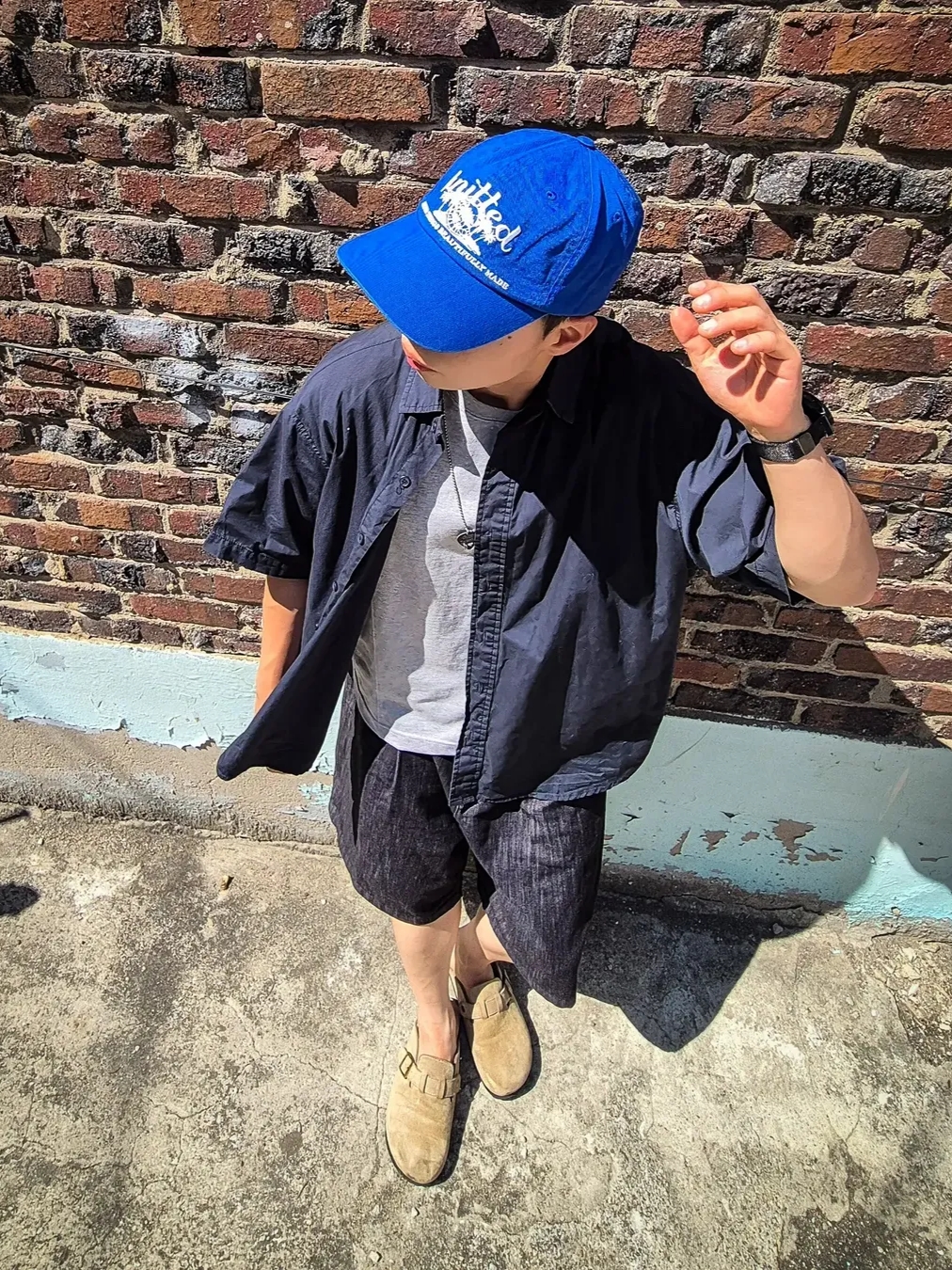Knitted Palmtree Logo Ballcap Blue, Knitted Palmtree Logo Ballcap Charcoal 착용 스타일 - 3