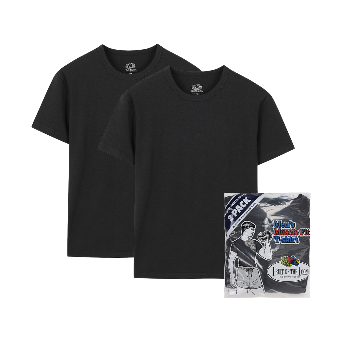프룻오브더룸 2PACK 머슬핏 티셔츠 블랙(fruitoftheloom 2PACK Muscle Fit T-shirts BLACK)