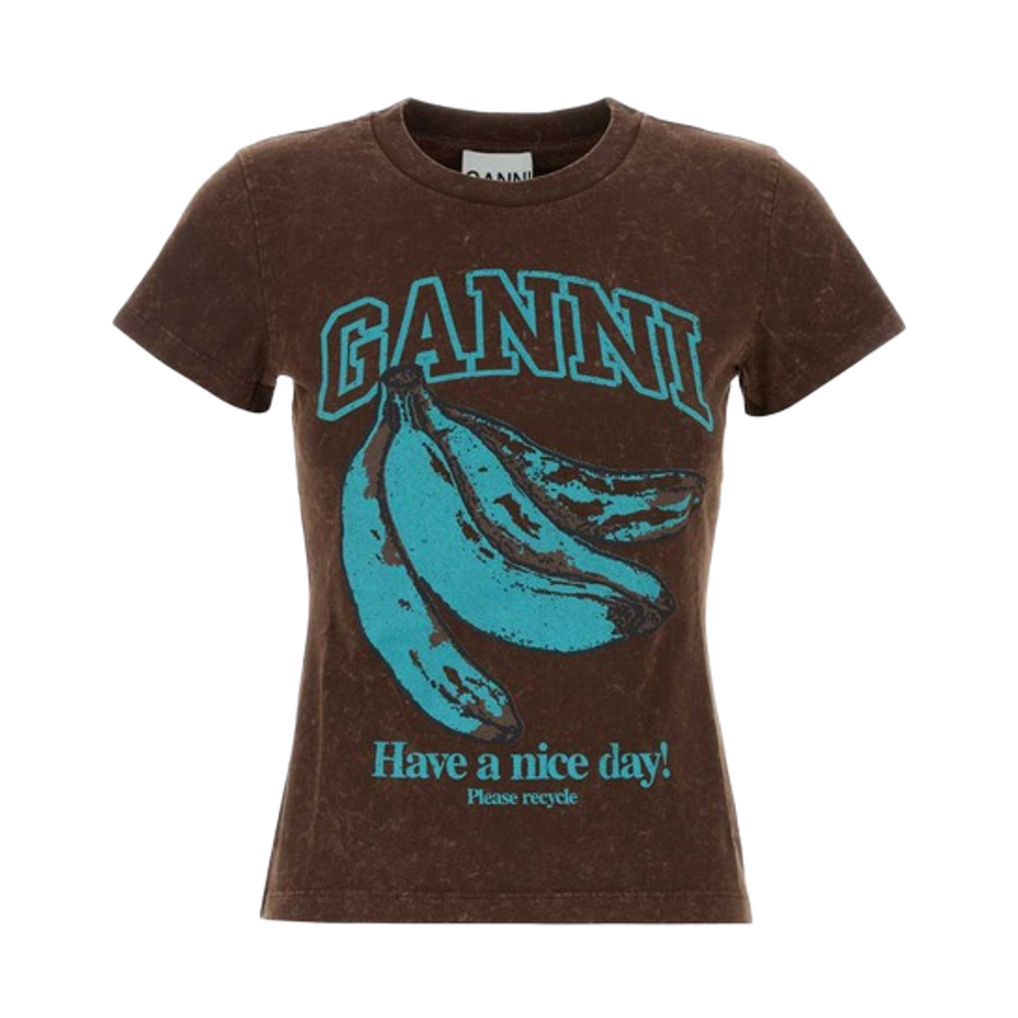 A1050204-979 (W) Ganni Have a Nice Day T-Shirt Chicory Coffee