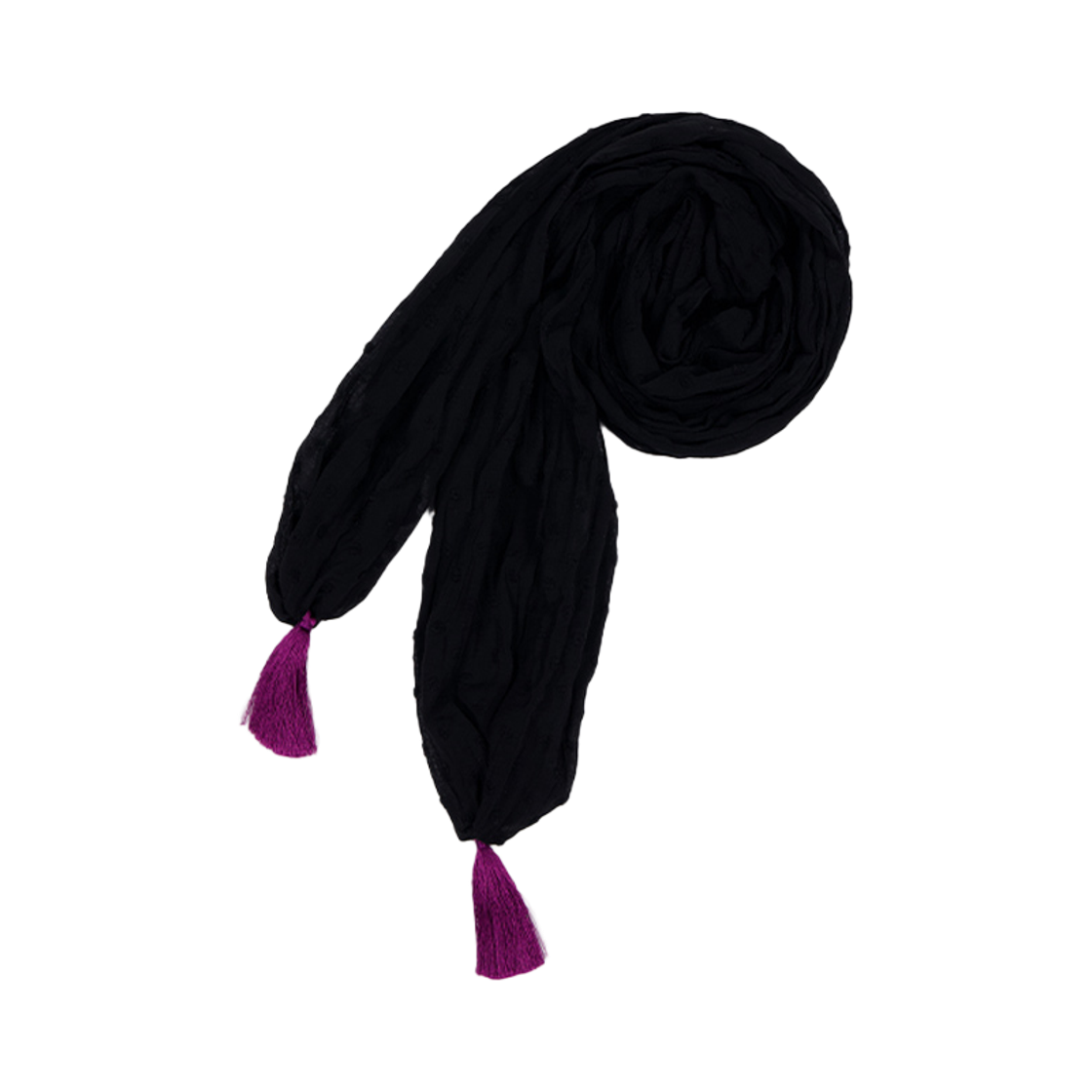 뮈르뮈르 몬브 링클 테슬 머플러 블랙(MURMURE Monve Wrinkle Tassel Scarf Black)