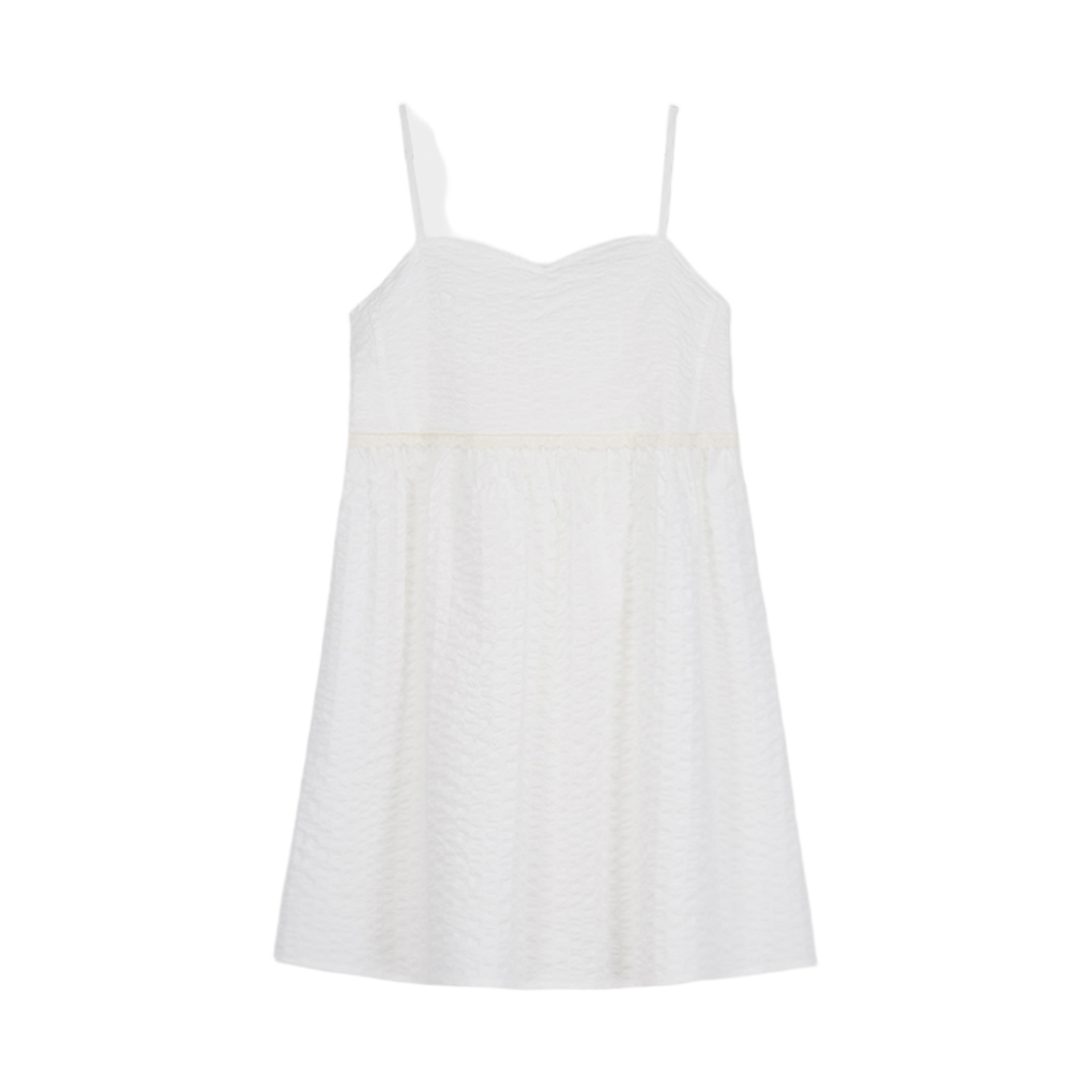 뮈르뮈르 헤인트 엠보 하트넥 스모크 원피스 아이보리(MURMURE Haint Heart-Neck Smocked Dress Ivory)