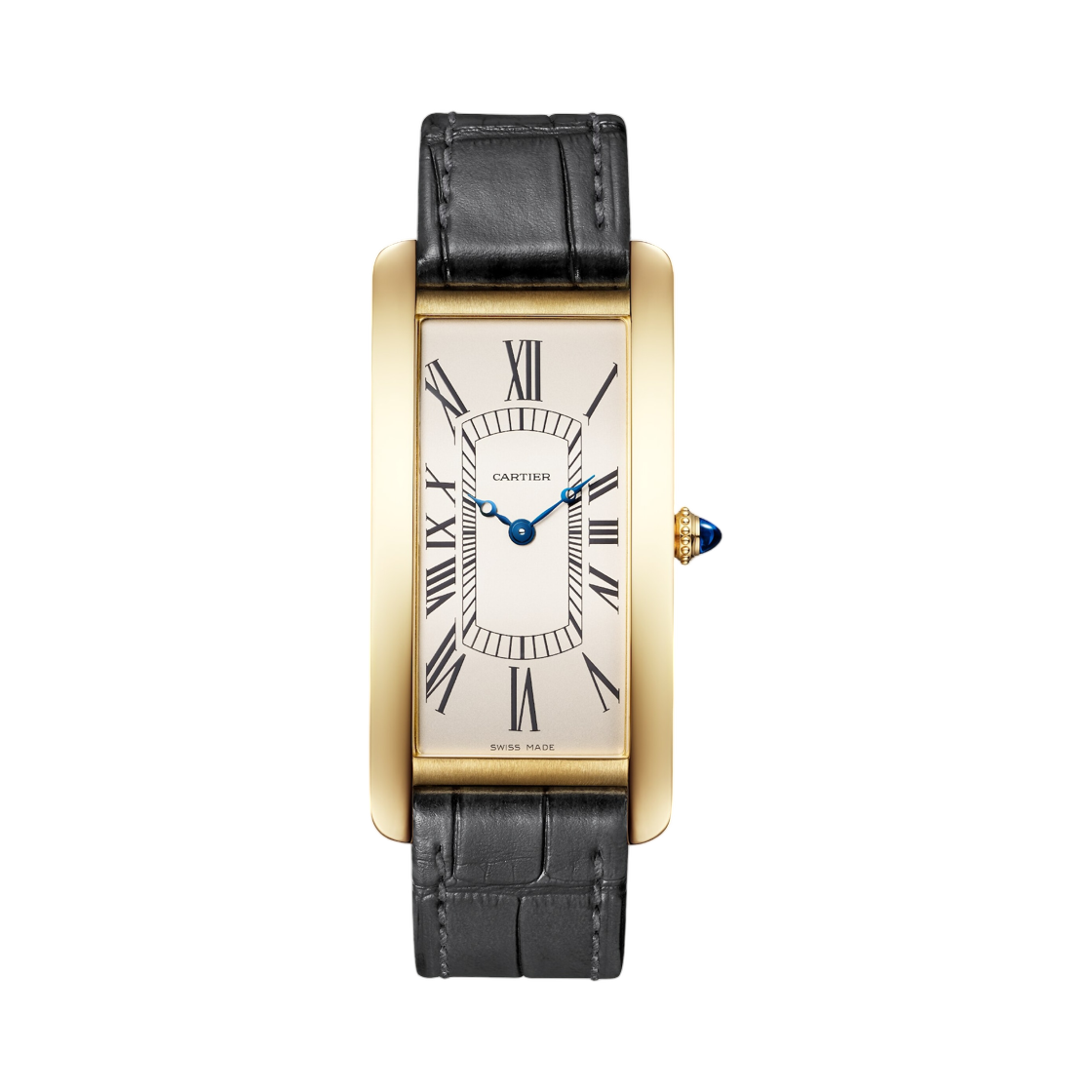 까르띠에 탱크 상트레 워치 옐로우 골드 다크 그레이 앨리게이터 스킨(Cartier Tank Cintree Watch Yellow Gold Dark Grey Alligator Skin) - 1