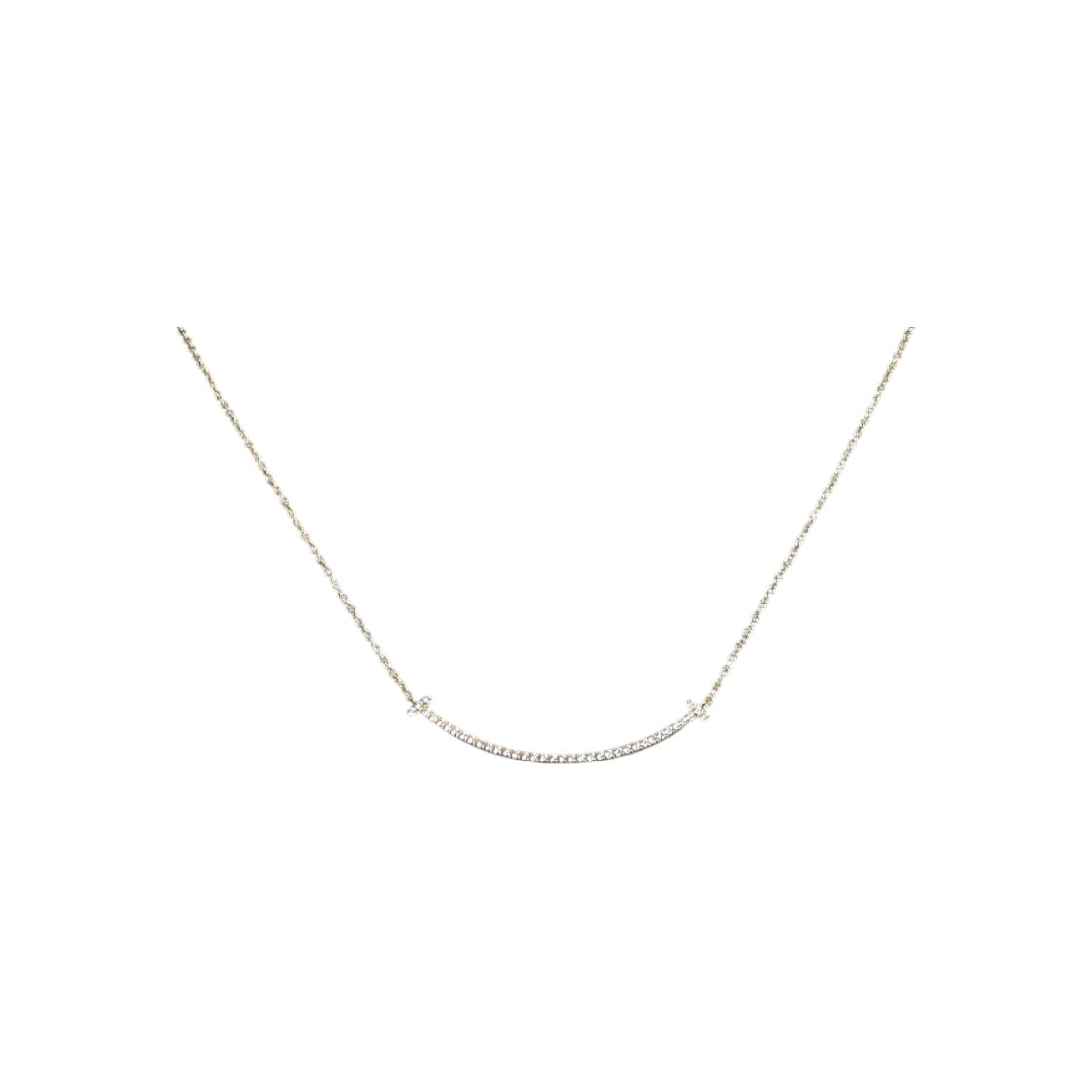 ITO3QOMLMH2H Tiffany & Co. 18K Yellow Gold 0.1 Carat Pave Diamond Small T Smile Pendant Necklace