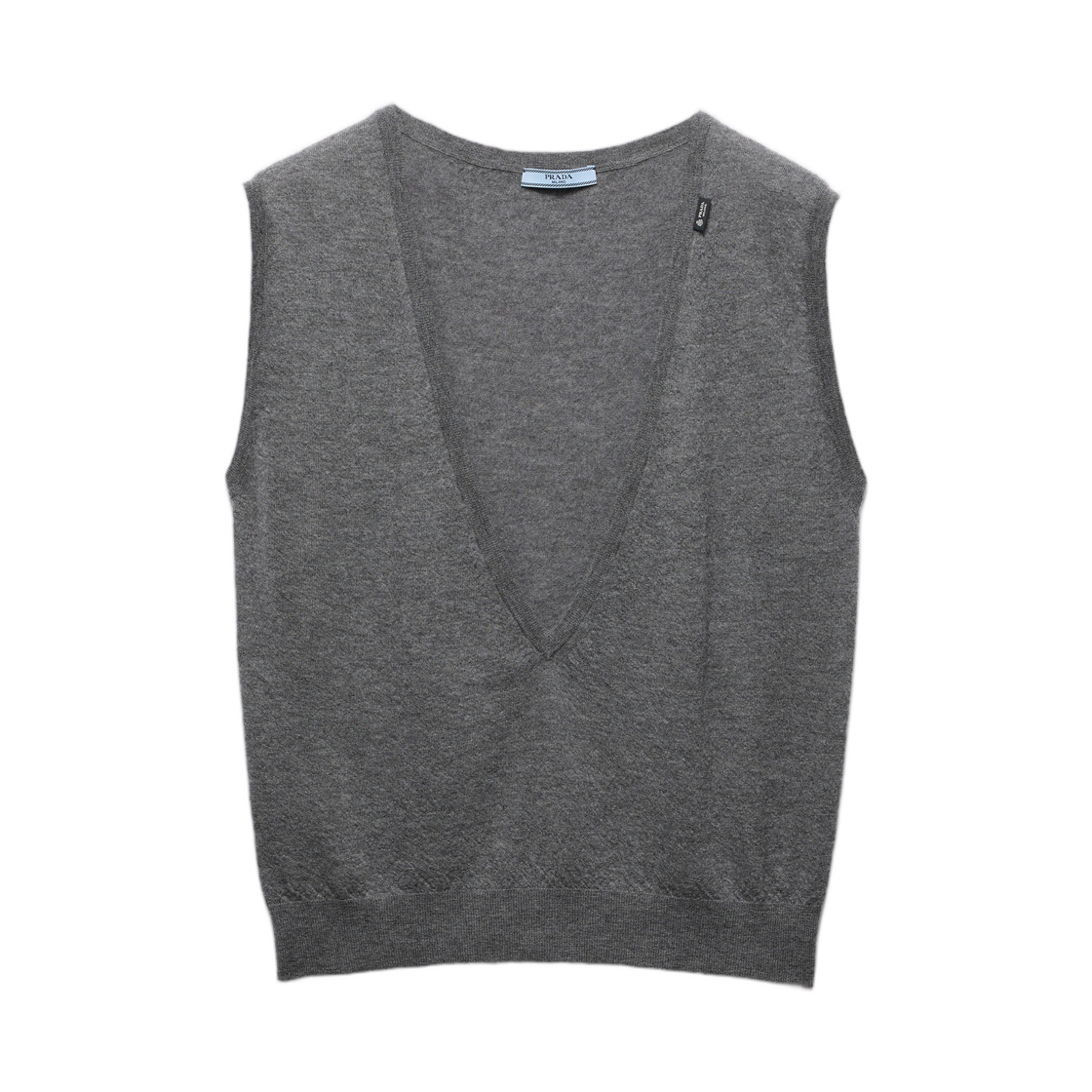 P29C12-19VK-F0480 (W) Prada Cashmere V-Neck Vest Slate Gray