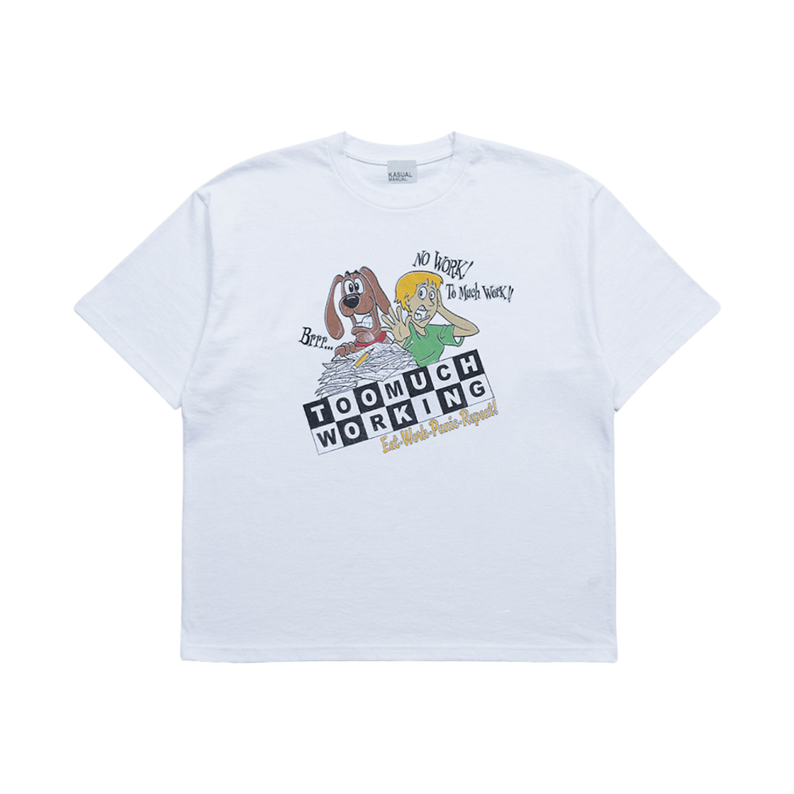 KM26SS24 Kasual Manual Too Much Working T-Shirt White