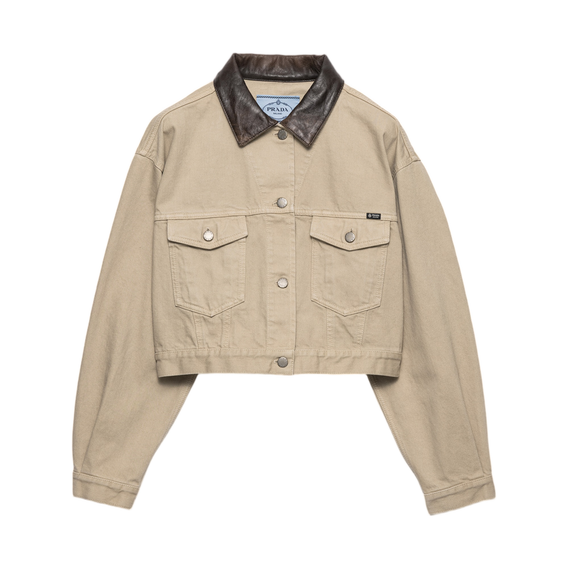 GFB348-1954-F0630 (W) Prada Cropped Old Denim Jacket Sand