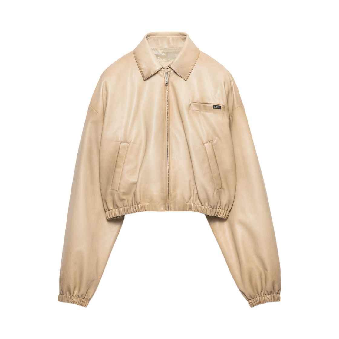 58A289-19WL-F0304 (W) Prada Cropped Nappa Leather Jacket Ivory