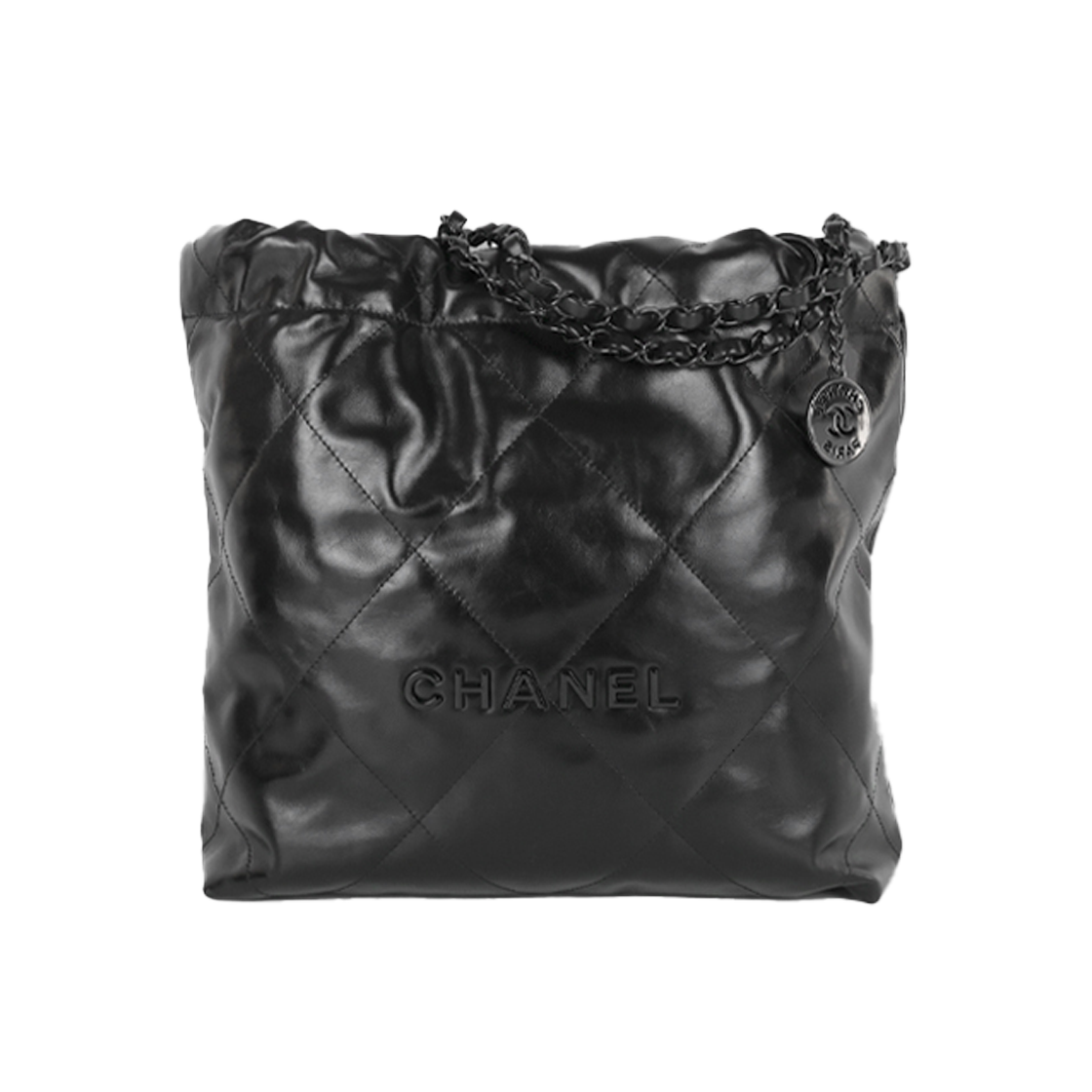 ITKI8QFPNG99 Chanel Black Shiny Calfskin 22 Bag Small