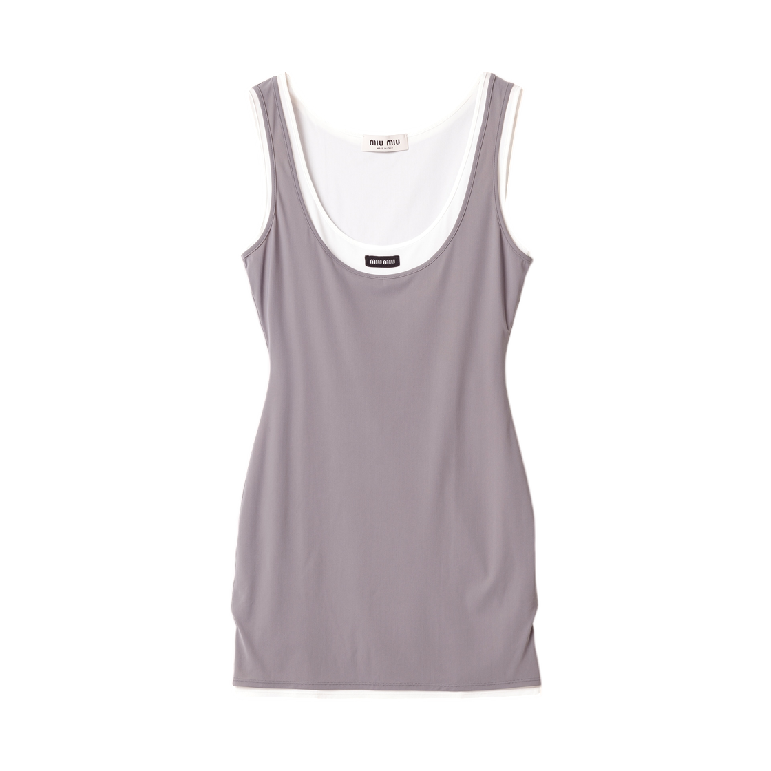 MF6438-122R-F0276 (W) Miu Miu Stretch Jersey Mini Dress Steel Gray