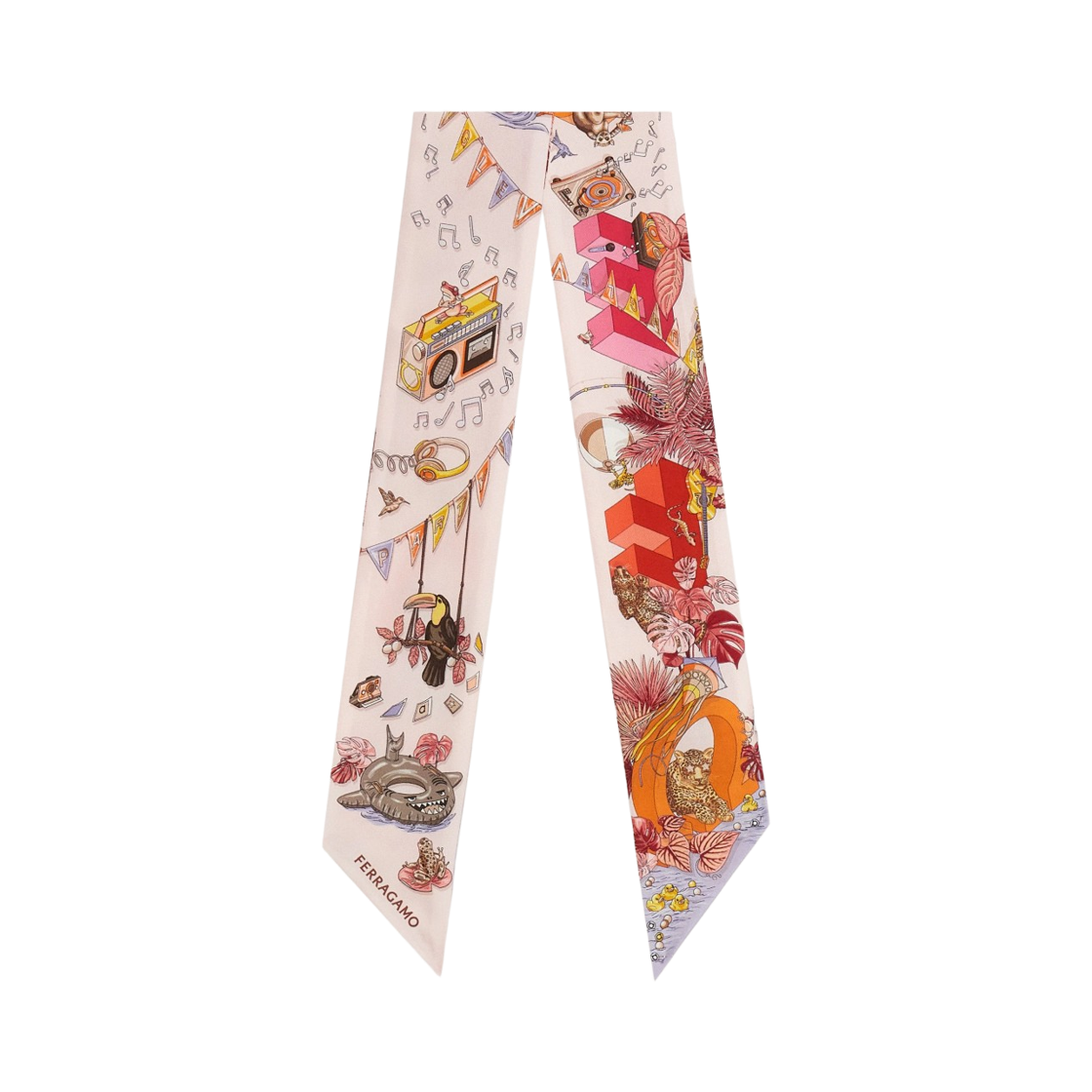 321281-795109 (W) Ferragamo Jungle Party Print Silk Mini Bandeau Pink