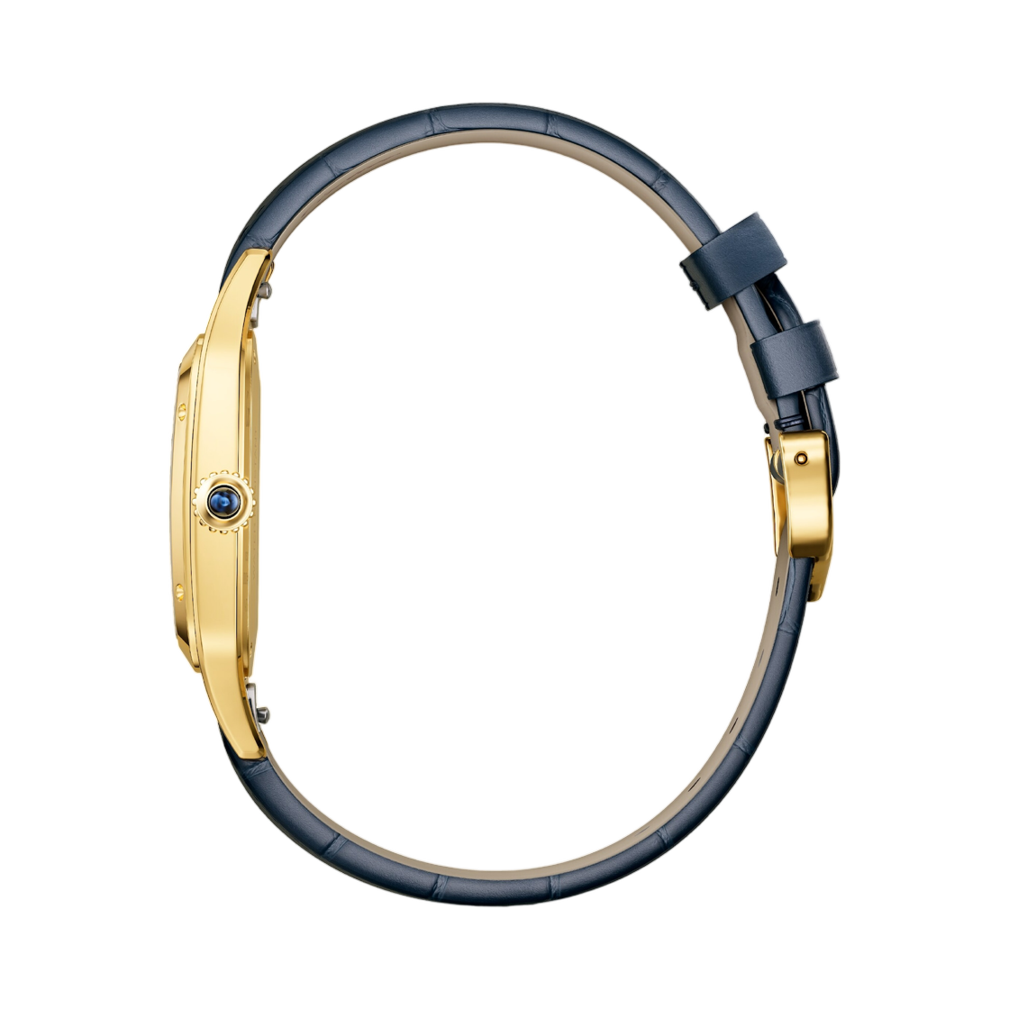 까르띠에 산토스-뒤몽 워치 옐로우 골드 세미-매트 네이비 블루 앨리게이터 스킨(Cartier Santos-Dumont Watch Yellow Gold Semi-Matte Navy Blue Alligator Skin) - 2