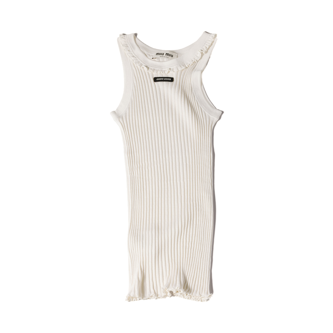 (W) 미우 미우 실크 탱크탑 화이트((W) Miu Miu Silk Tank Top White)