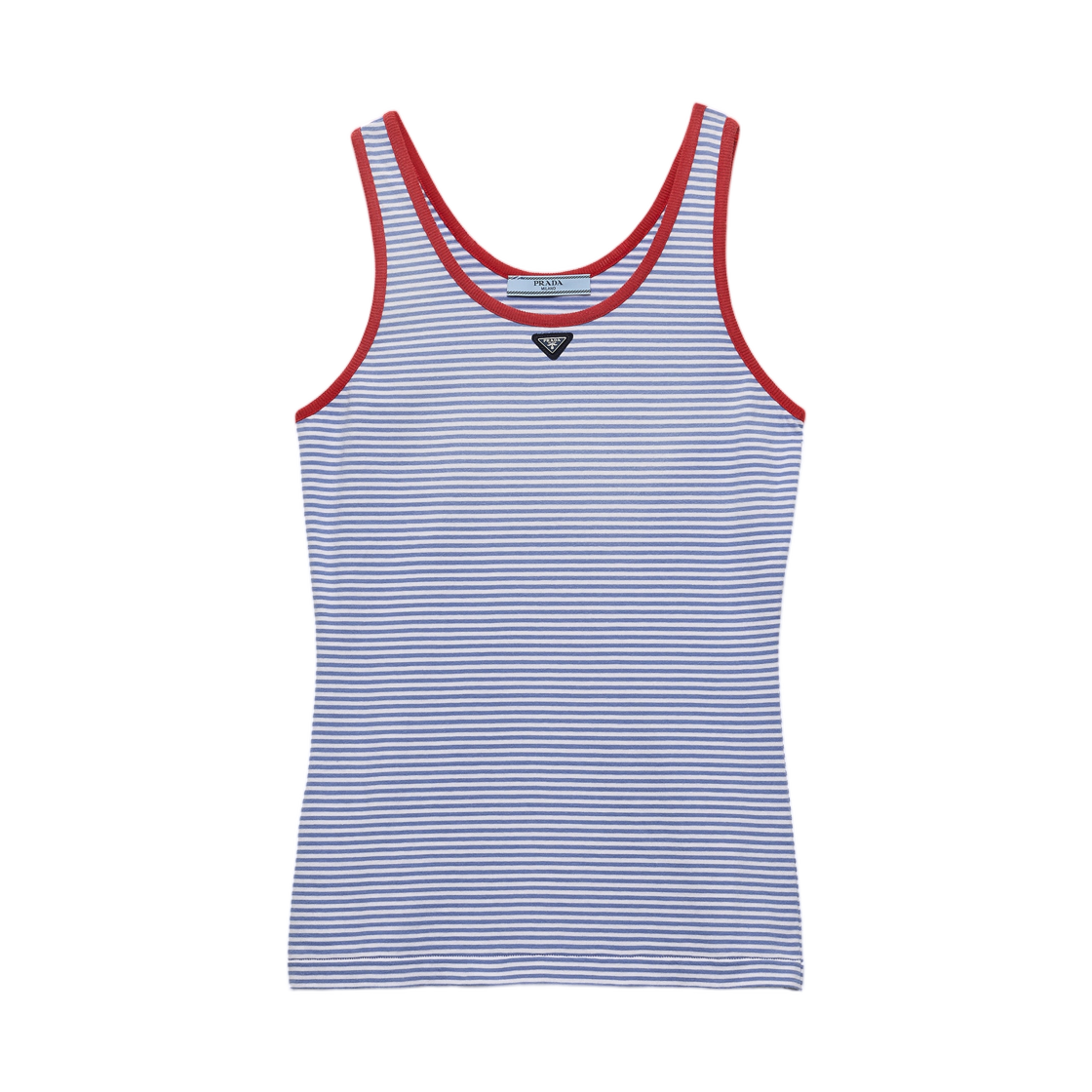 39659-186H-F0X36 (W) Prada Striped Cotton Jersey Tank Top Periwinkle Red