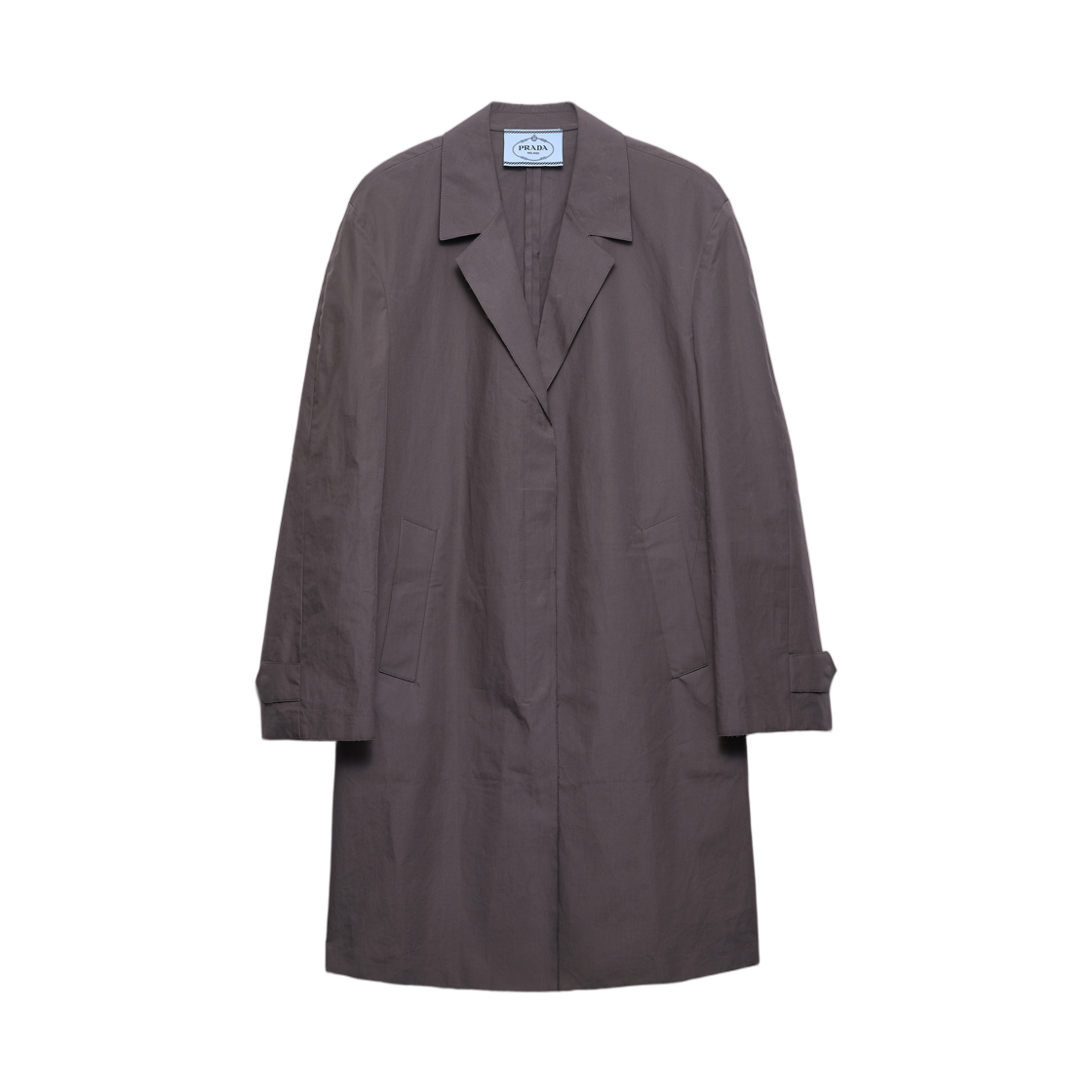 P635T-1Z8Z-F063H (W) Prada Single-Breasted Double Poplin Coat Hematite