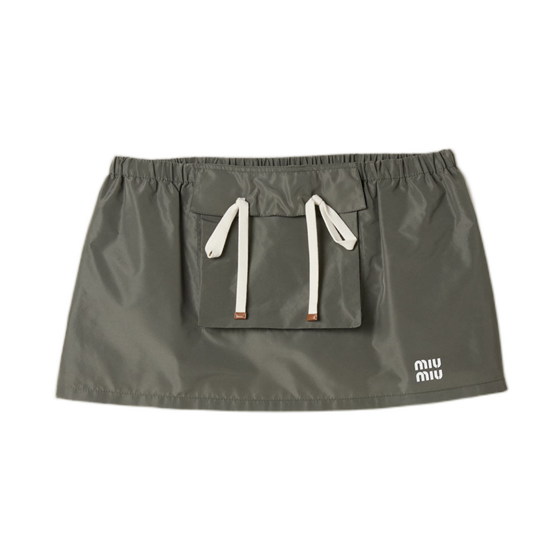 MG2704-121I-F0414 (W) Miu Miu Technical Fabric Mini Skirt Forest Green