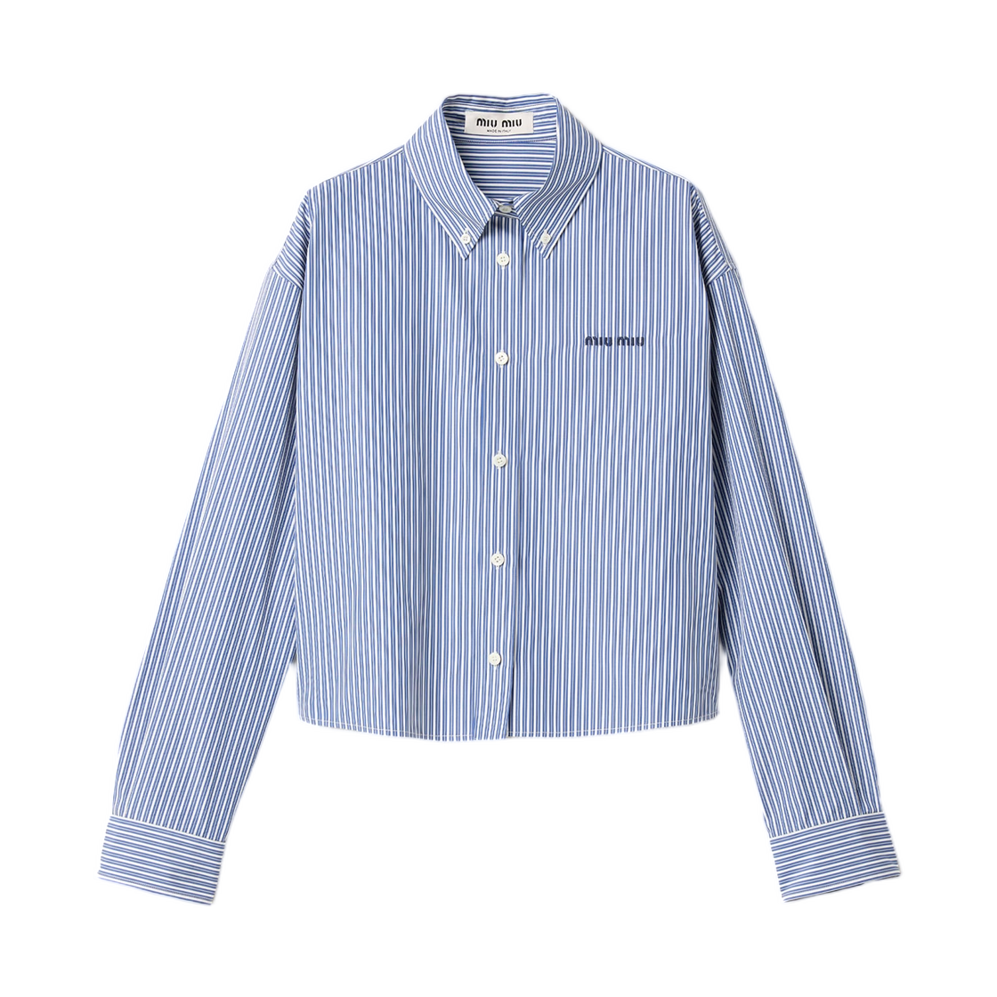 MK2047-195D-F098Z (W) Miu Miu Micro Pinstripe Poplin Shirt White Cobalt Blue