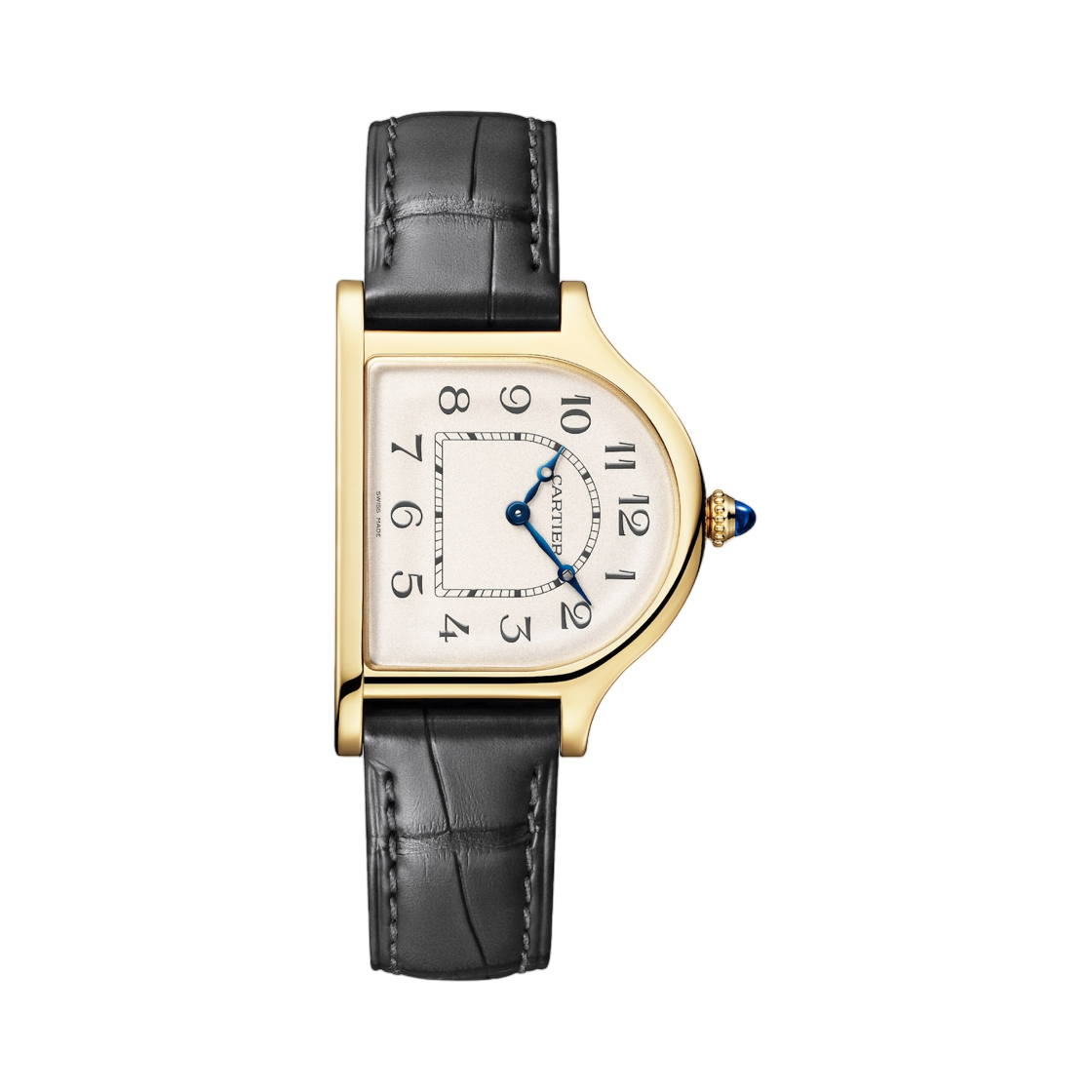 까르띠에 클로쉬 드 까르띠에 워치 옐로우 골드 다크 그레이 앨리게이터 스킨(Cartier Cloche de Cartier Watch Yellow Gold Dark Grey Alligator Skin) - 1