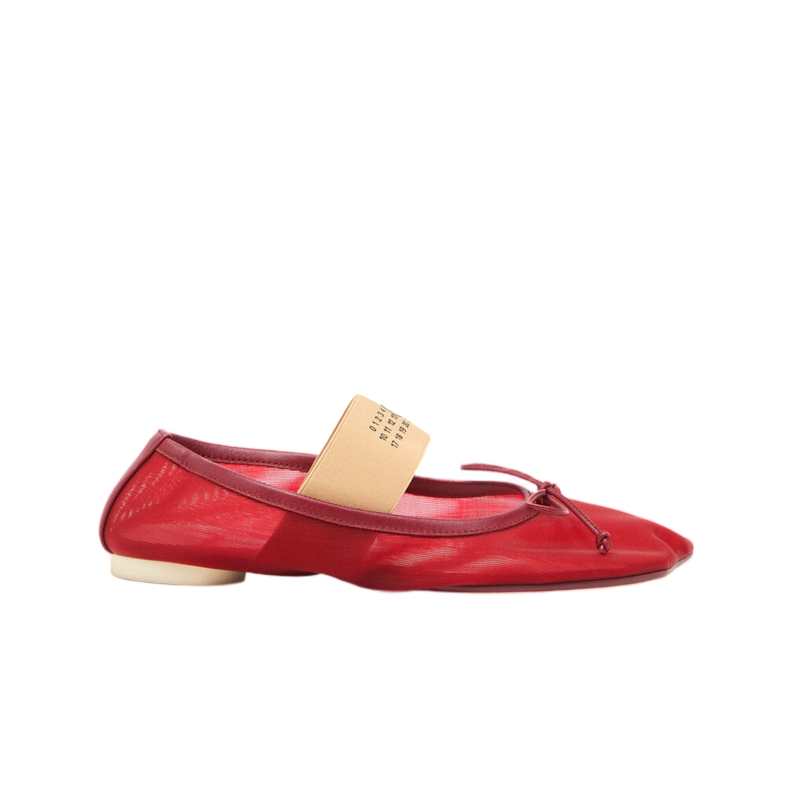 S59WZ0101P7138T4074 (W) MM6 Maison Margiela Anatomic Numeric Ballerinas Bordeaux