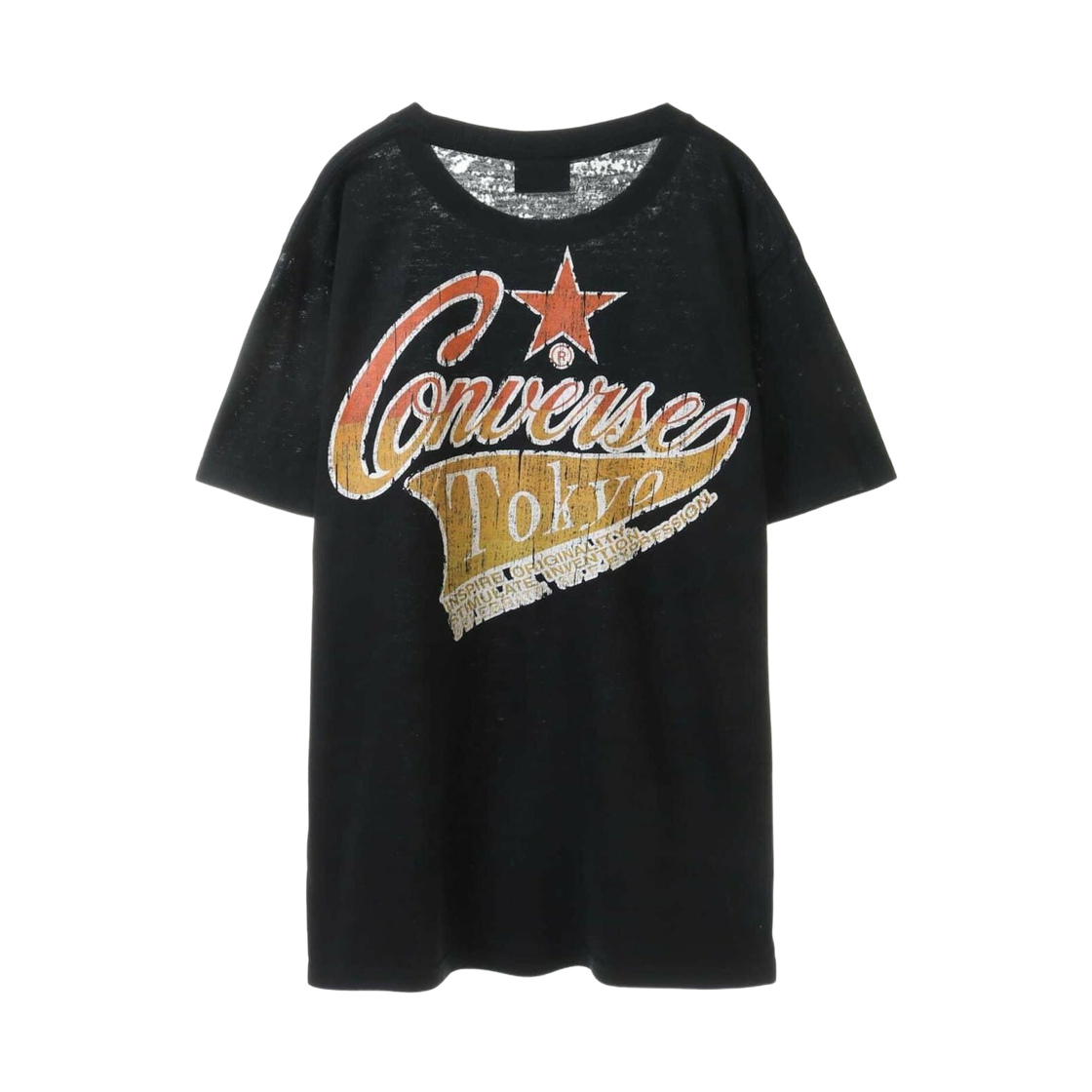 컨버스 도쿄 빈티지라이크 페이디드 시어 티셔츠 블랙(Converse Tokyo Vintage-Like Faded Sheer T-Shirt Black)