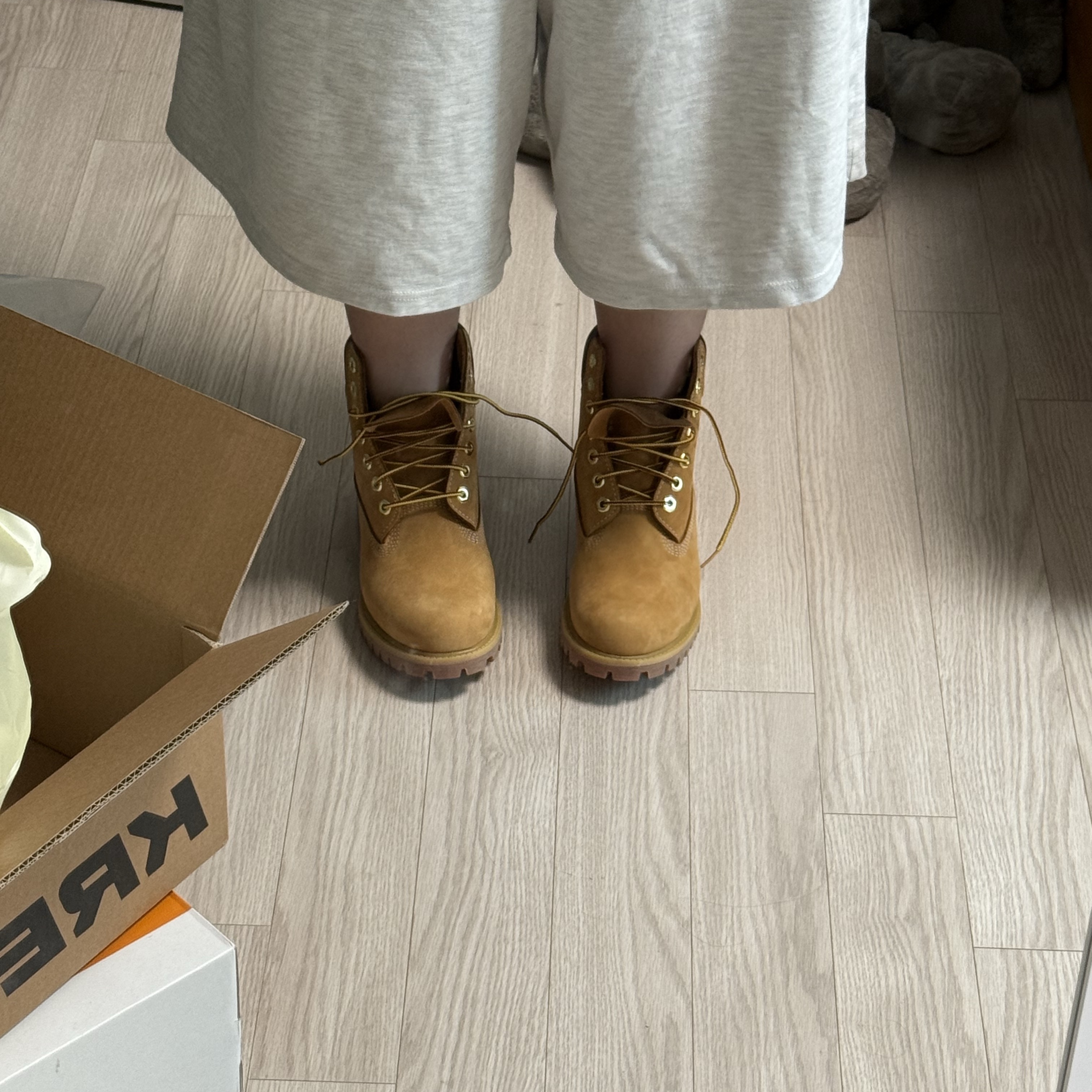 Timberland Premium 6 inch Waterproof Boot Wheat Nubuck - Wide 착용 스타일 - 1