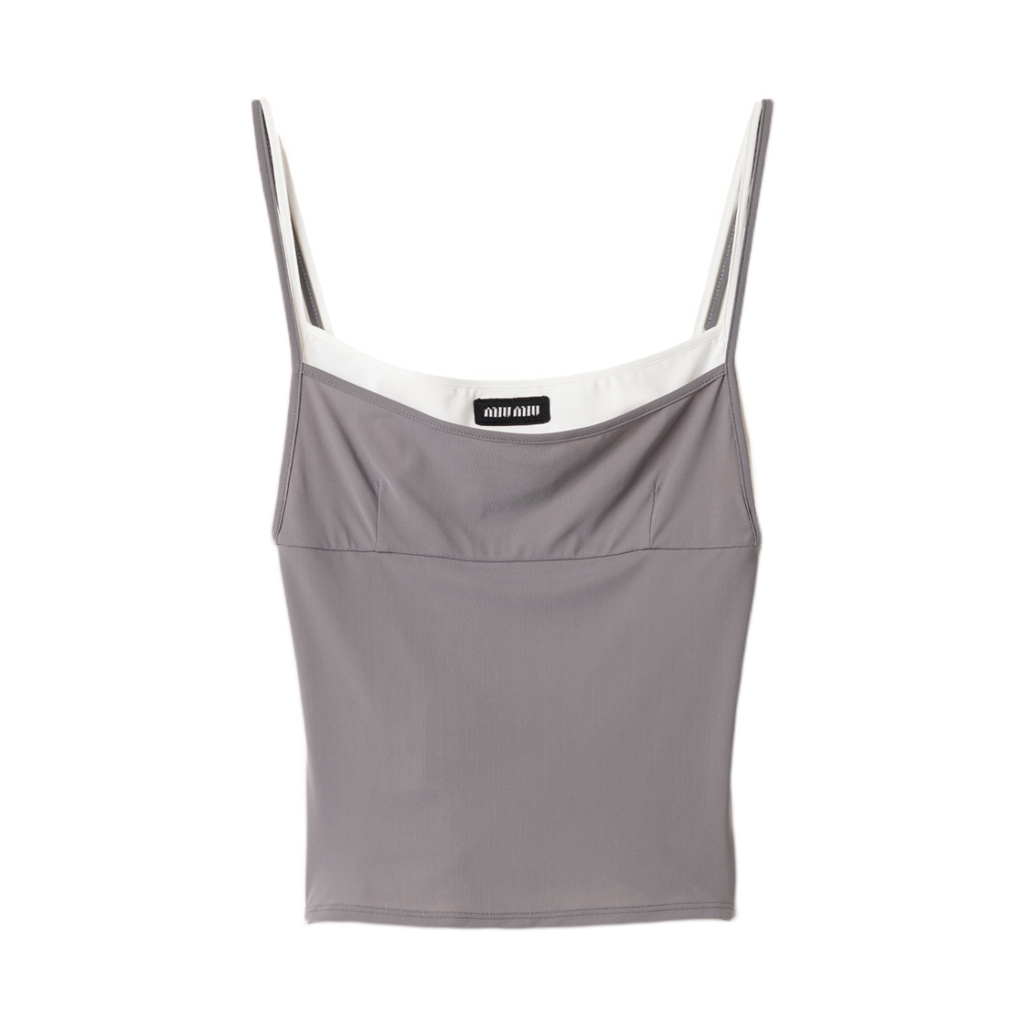 MT2259-122R-F0276 (W) Miu Miu Stretch Jersey Top Steel Gray