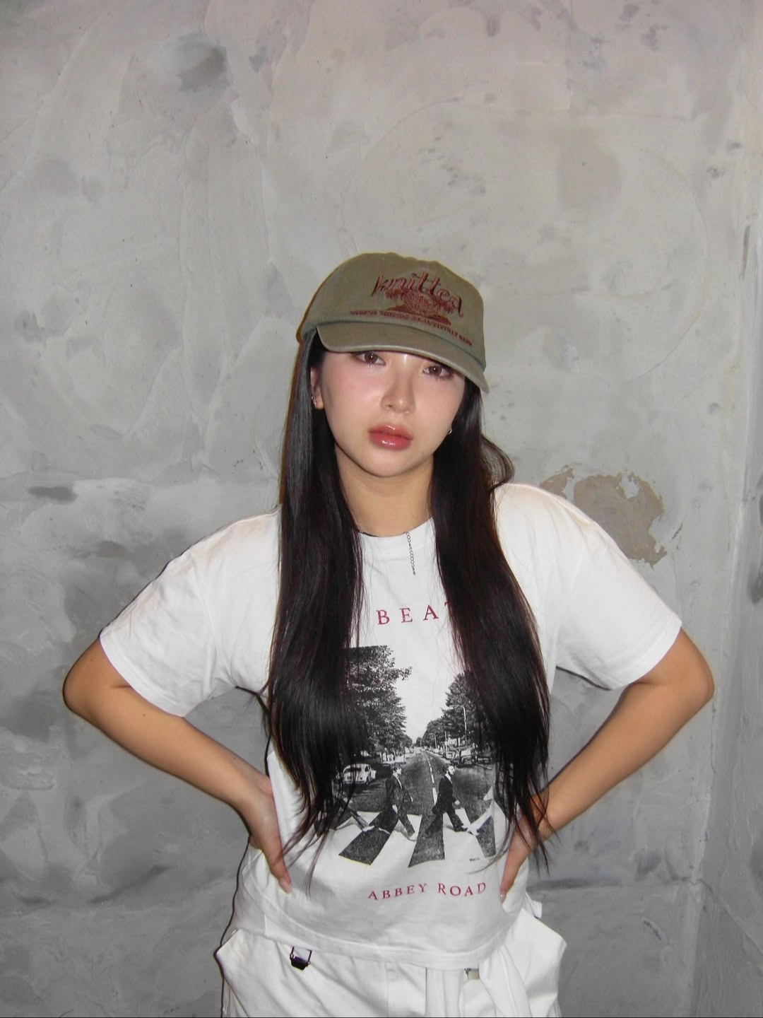 Knitted Palmtree Logo Ballcap Khaki, Knitted Palmtree Logo Ballcap Charcoal 착용 스타일 - 1