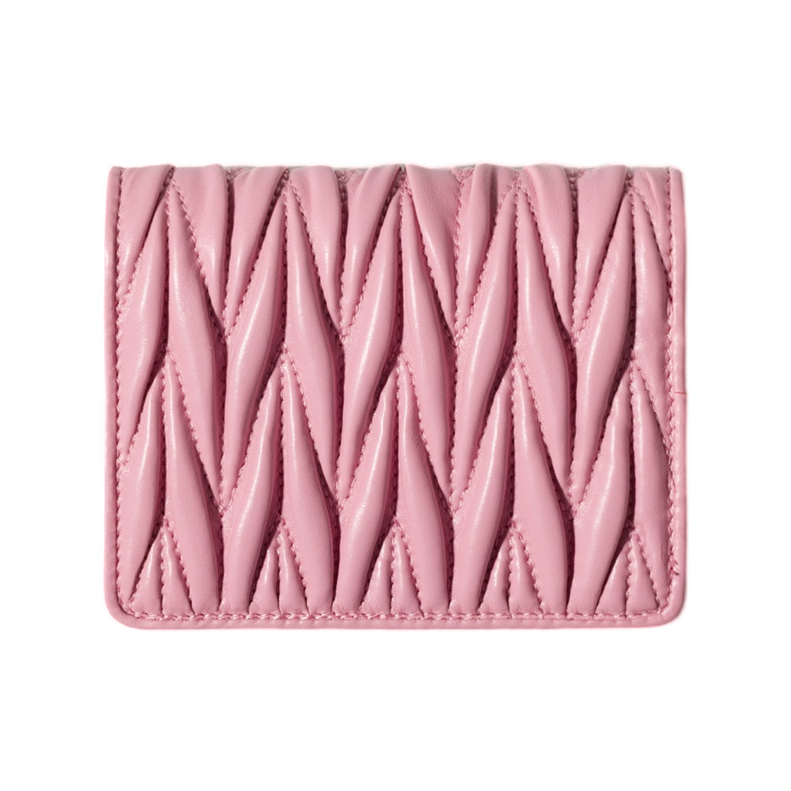 미우 미우 스몰 마틀라세 나파 레더 월렛 핑크(Miu Miu Small Matelasse Nappa Leather Wallet Pink) - 3