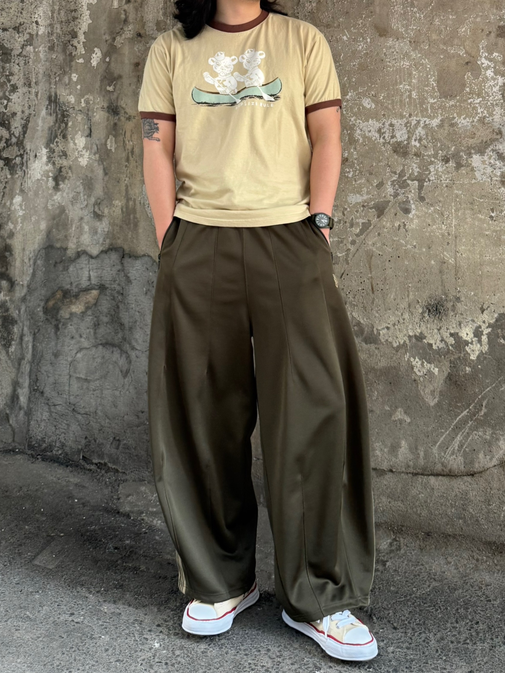Maison Mihara Yasuhiro Peterson OG Sole Canvas Low-top Sneakers Natural, Kapital 20 Jersey Ringer T-Shirt K Bear Pt Beige 착용 스타일 - 1