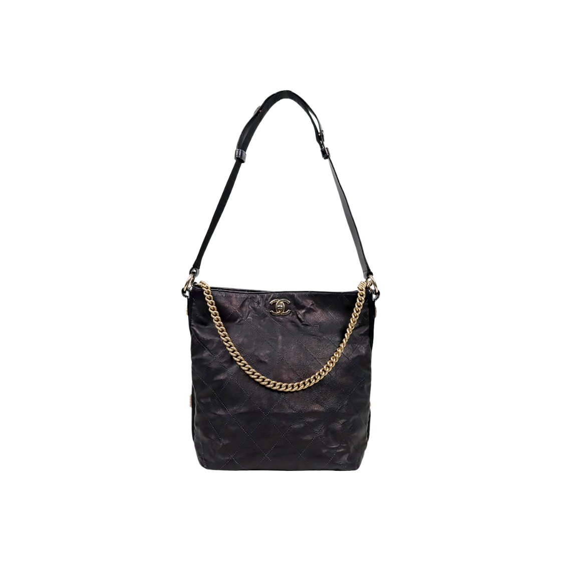 ITR4W4SBP67F Chanel Black Quilted CC Bucket Bag