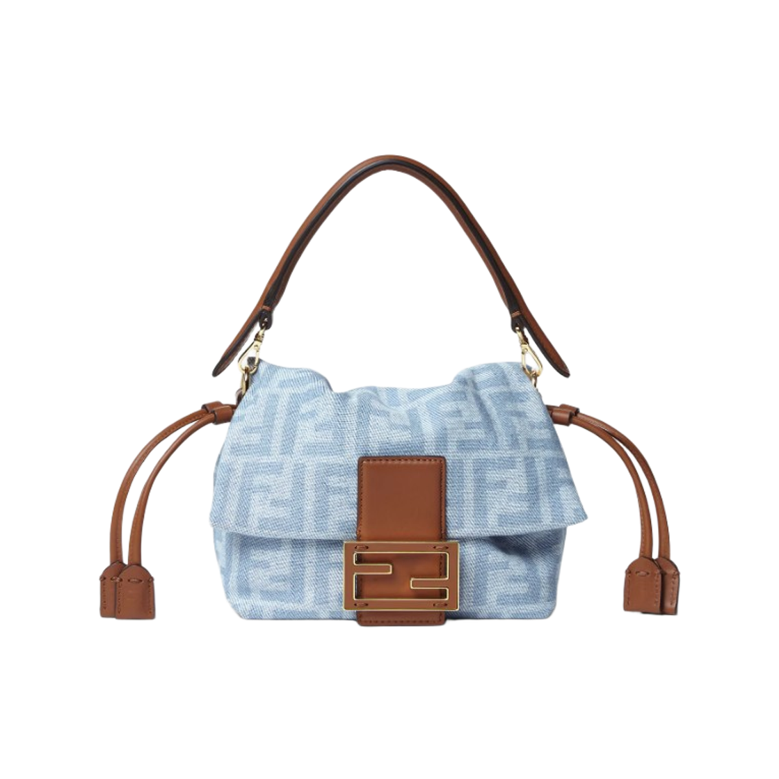 펜디 맘마 바게트 스몰 FF 데님 미니백 라이트 블루(Fendi Mamma Baguette Small FF Denim Mini Bag Light Blue)