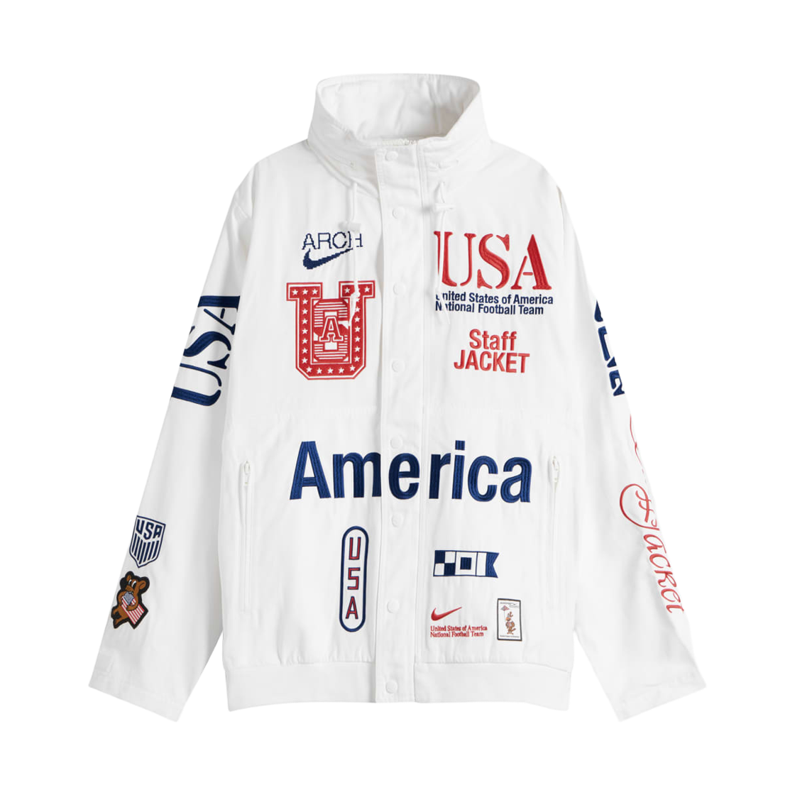 II9805-100 Nike x Virgil Abloh Archive USA Woven Staff Jacket White Deep Royal Blue (II9805-100)