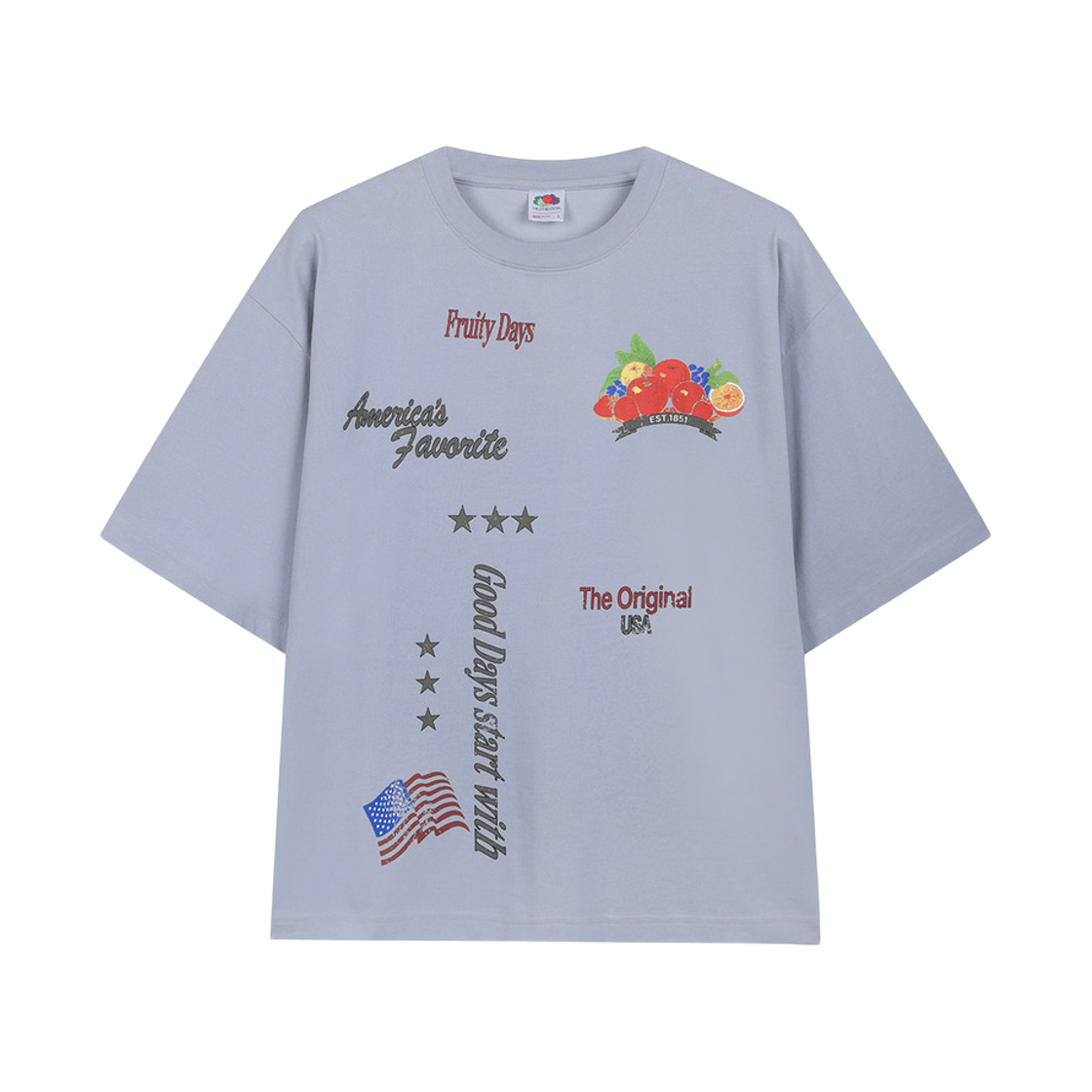 프룻오브더룸 트로피칼 래귤러 반팔티셔츠 블루 라이트(fruitoftheloom Tropical Raglan Banpal T-shirts BLUE LIGHT)