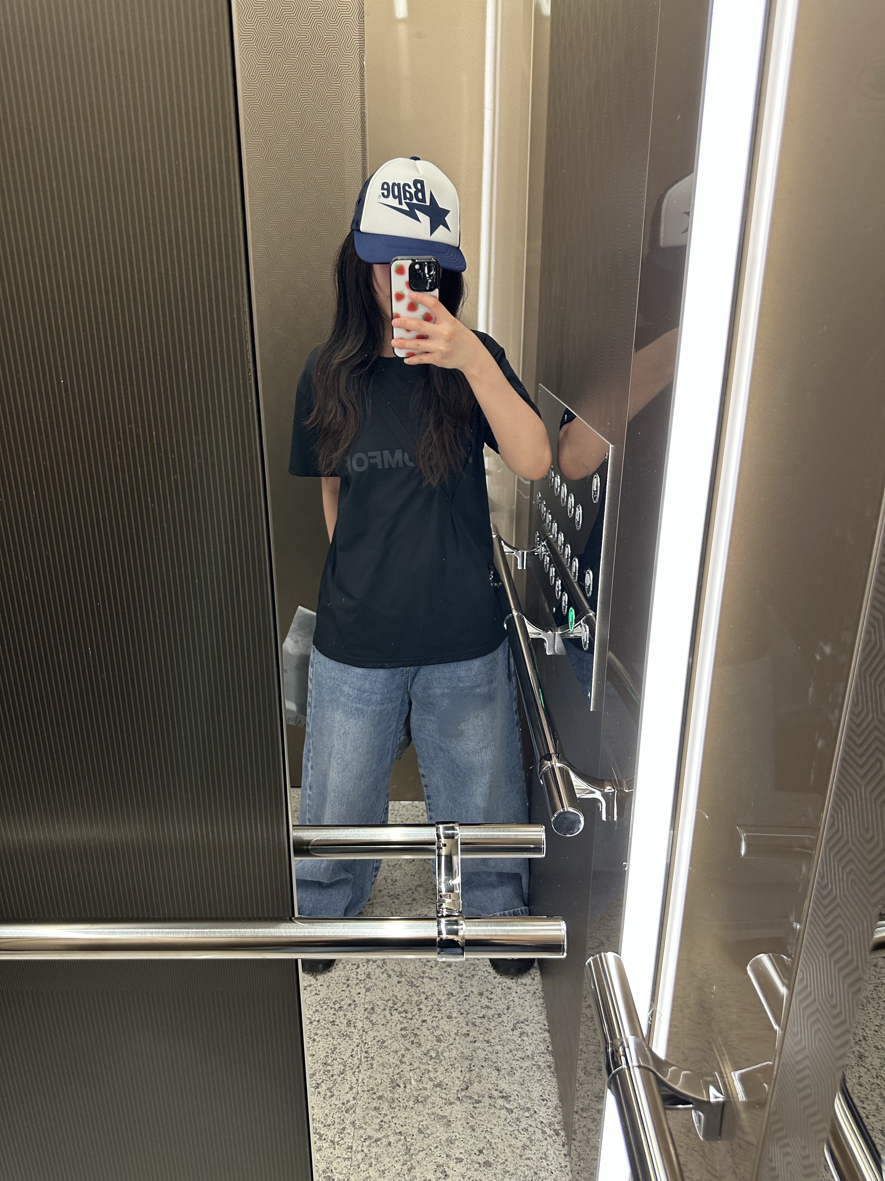 Hysteric Glamour Guitar Girl Mesh Cap Brown, BAPE Sta Mesh Cap Navy Blue 착용 스타일 - 2