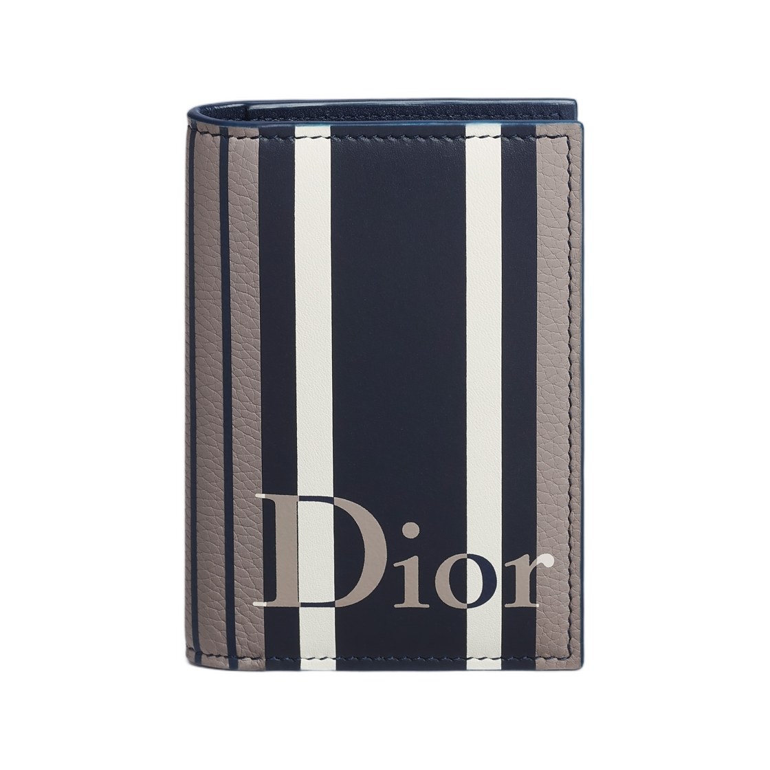 2ESCH207INT-H058 Dior Dioriviera Bifold Card Holder Sun Stripe Calfskin Marquetry Grey Blue