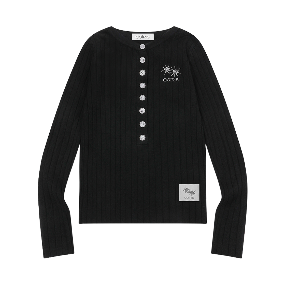 C-P00000GC Coiris Tinver Button Henry Neck Knit Black