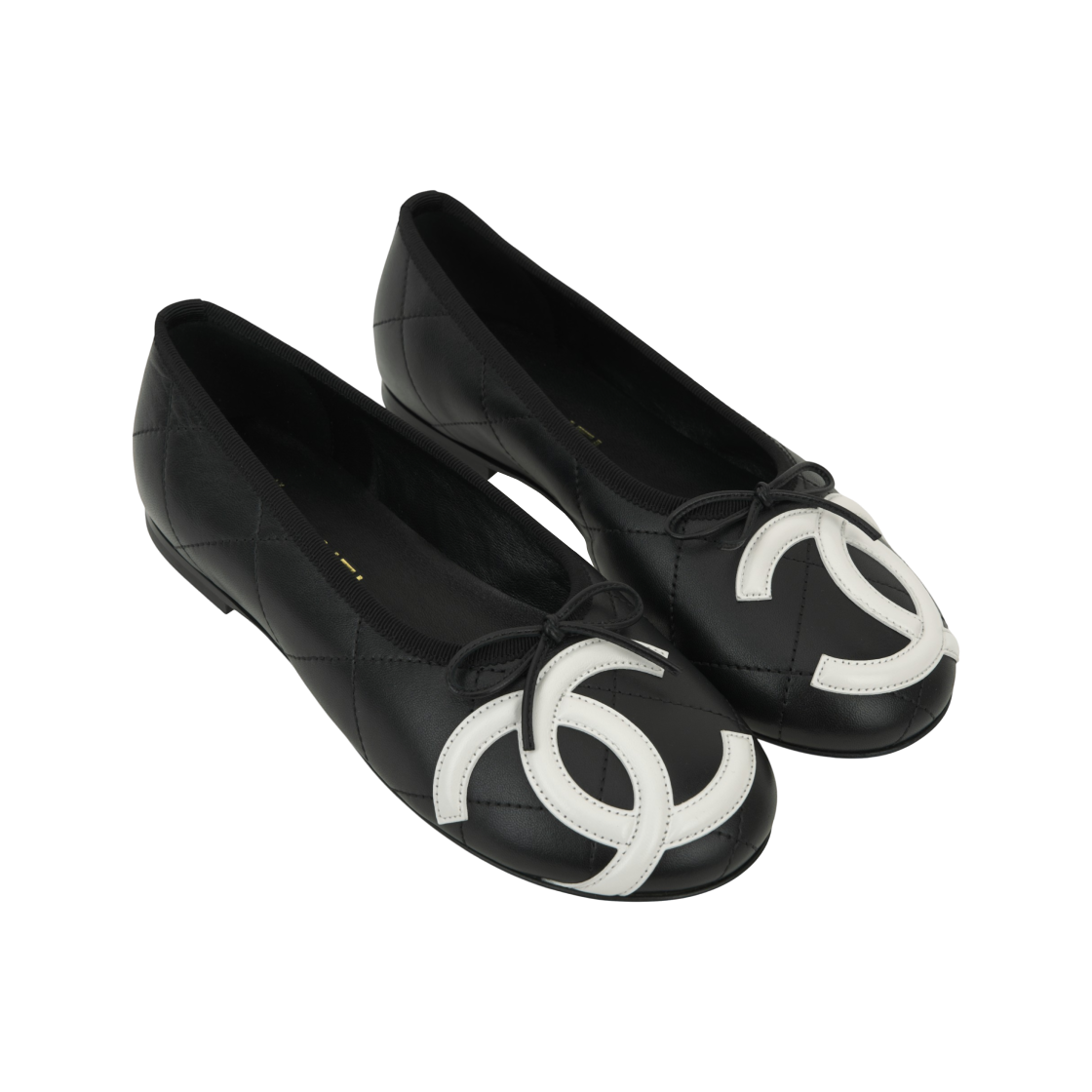 (W) 샤넬 발레 플랫 램스킨 & 블랙 화이트 더 샤넬 코코 비치 컬렉션((W) Chanel Ballet Flats Lambskin & Black White The Chanel Coco Beach Collection) - 4