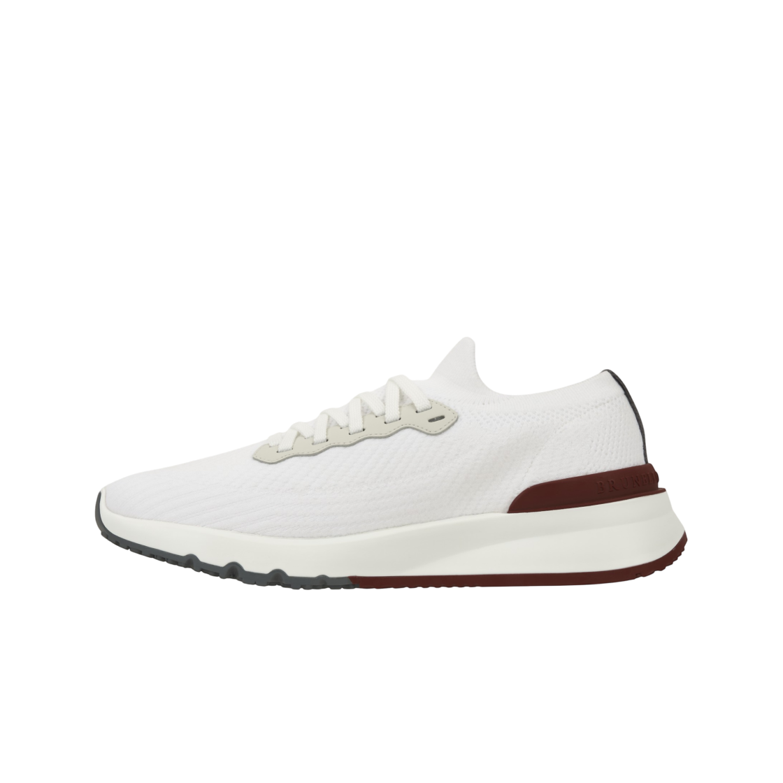 브루넬로 쿠치넬리 코튼 니트 세미 폴리쉬드 카프스킨 러너 화이트(Brunello Cucinelli Cotton Knit Semi Polished Calfskin Runners White) - 3
