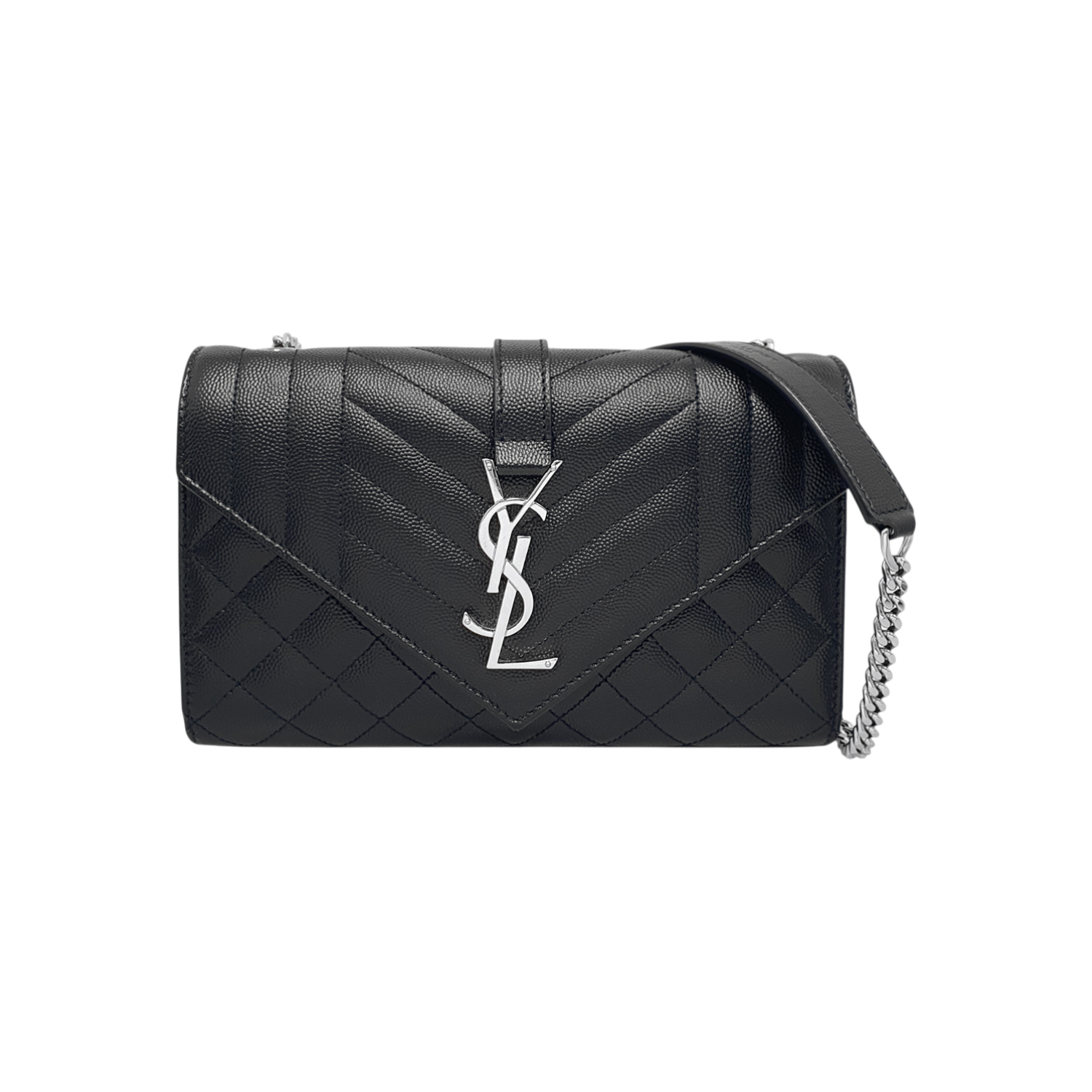 ITBEA49N7GKP Saint Laurent Black Monogram Silver Chain Shoulder Bag