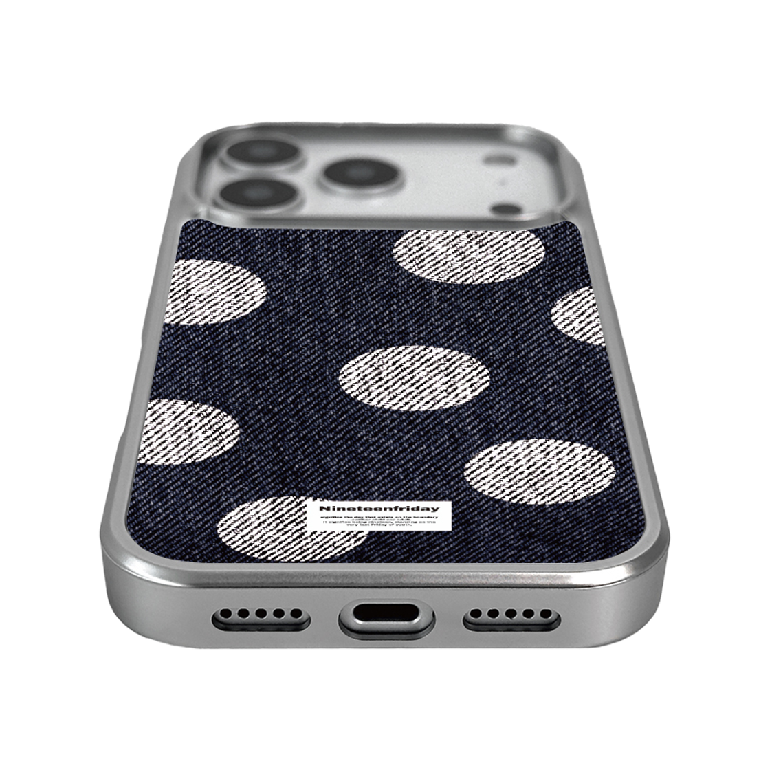 나인틴프라이데이 데님 빅 도트 실버 맥세이프 에폭시 케이스(NINETEENFRIDAY Denim Big Dot Silver Magsafe Epoxy Case) - 4