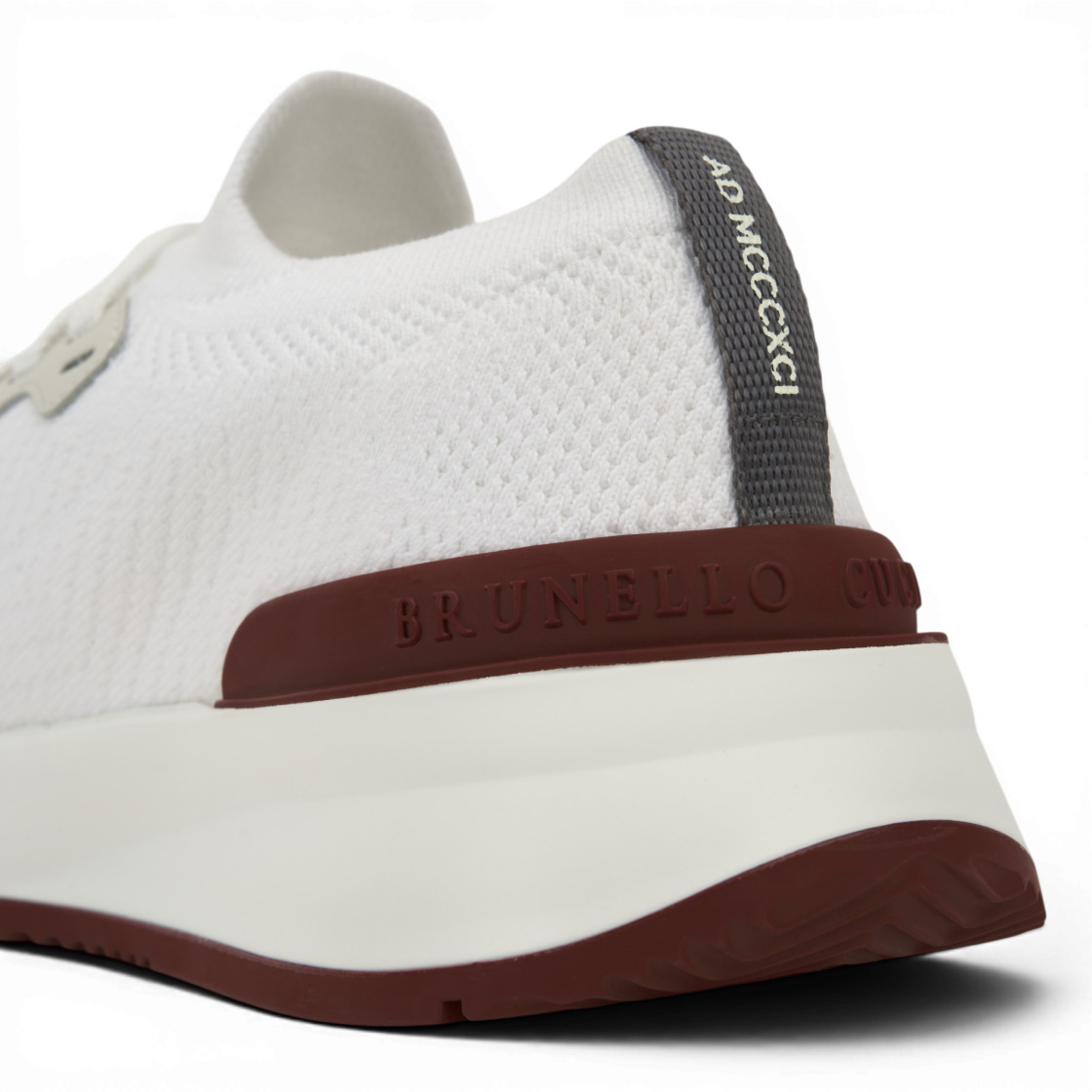 브루넬로 쿠치넬리 코튼 니트 세미 폴리쉬드 카프스킨 러너 화이트(Brunello Cucinelli Cotton Knit Semi Polished Calfskin Runners White) - 8