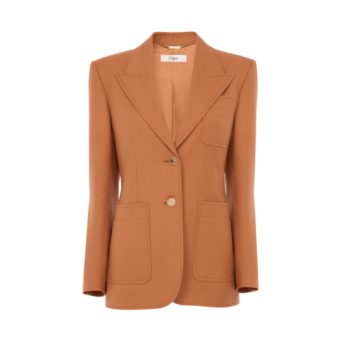 (W) 끌로에 싱글 브레스티드 테일러드 자켓 울 개버딘 태니시 레드((W) Chloe Single Breasted Tailored Jacket in Wool Gabardine Tannish Red) - 1