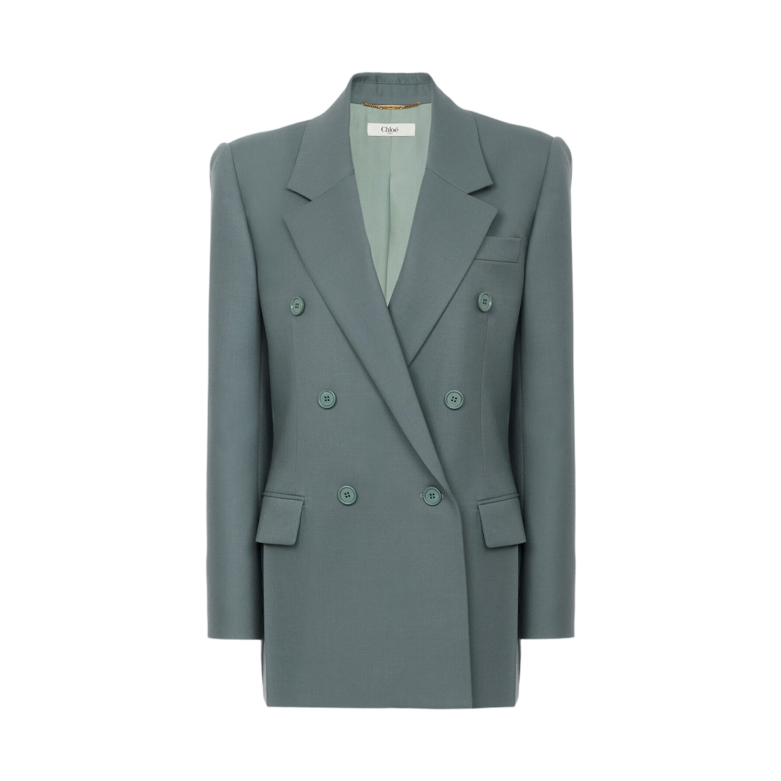 (W) 끌로에 더블 브레스티드 테일러드 자켓 울 개버딘 어반 그레이((W) Chloe Double Breasted Tailored Jacket in Wool Gabardine Urban Grey)
