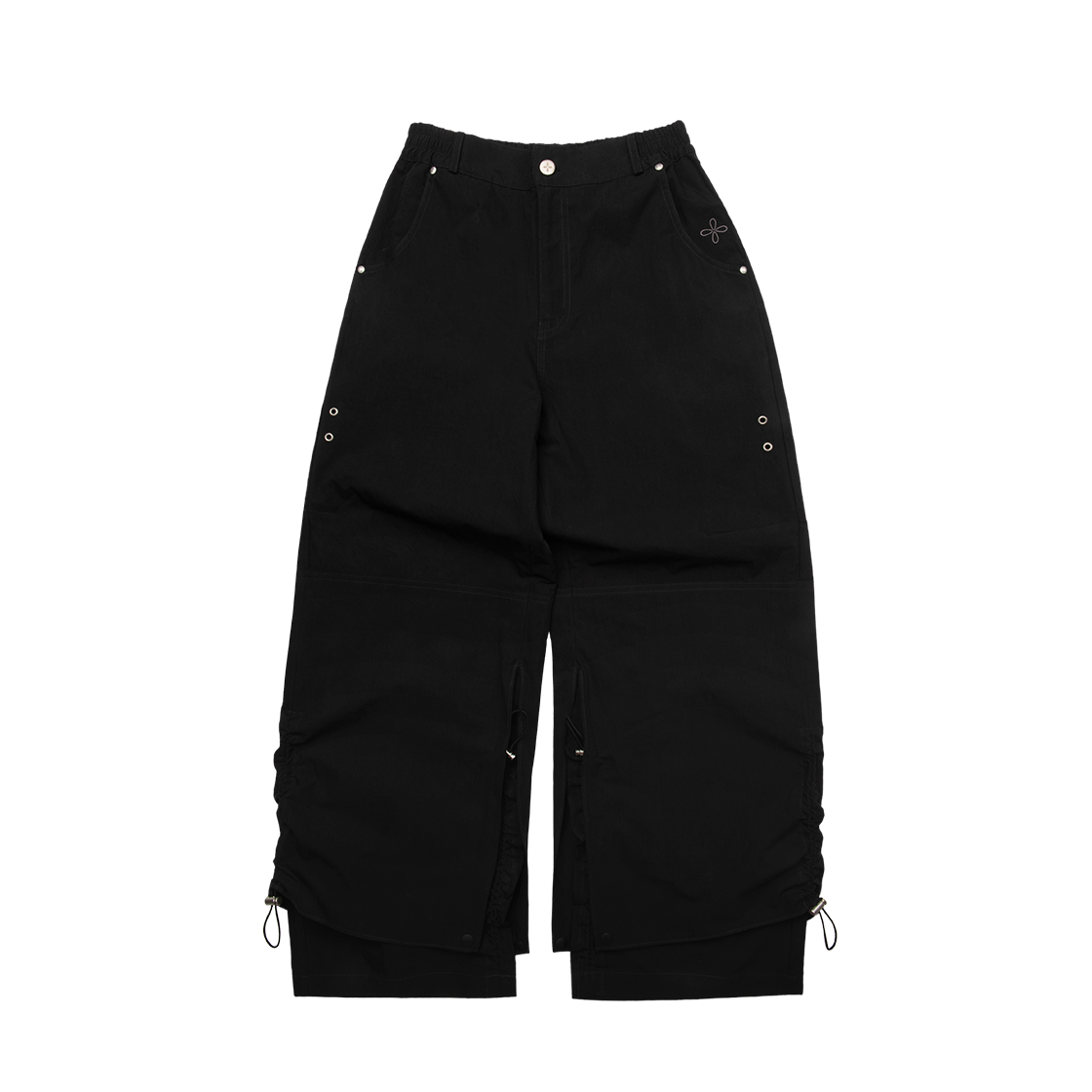 리오므 레이어드 스트링 셔링 팬츠_Black(Riomeu Layered String Shirring Pants_Black)