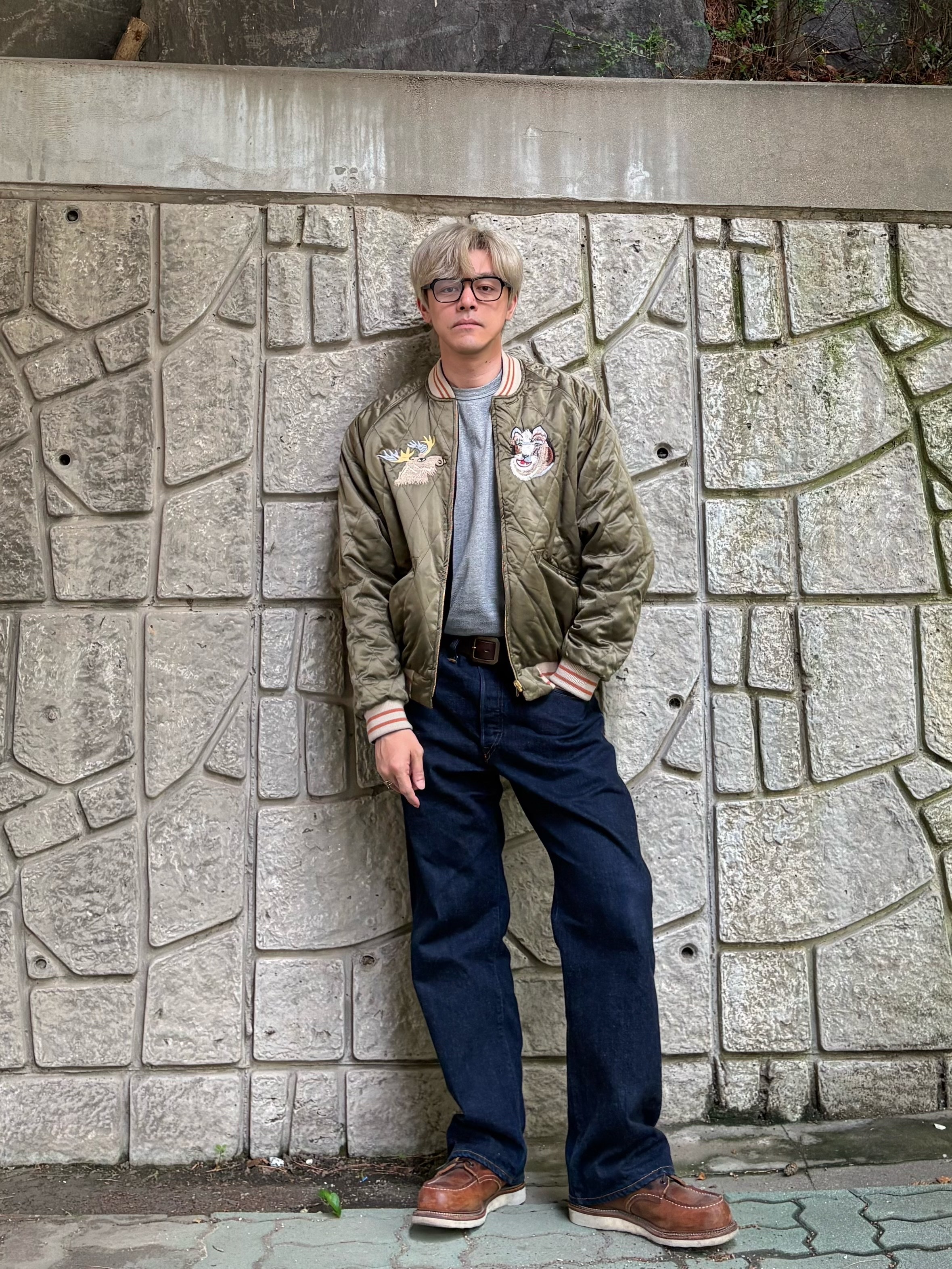 Double RL Vintage 5 Pocket East West Selvedge Jeans East West Rinse, Red Wing 6 Inch Classic Moc Toe 1907 Copper Rough & Tough - D 착용 스타일 - 3